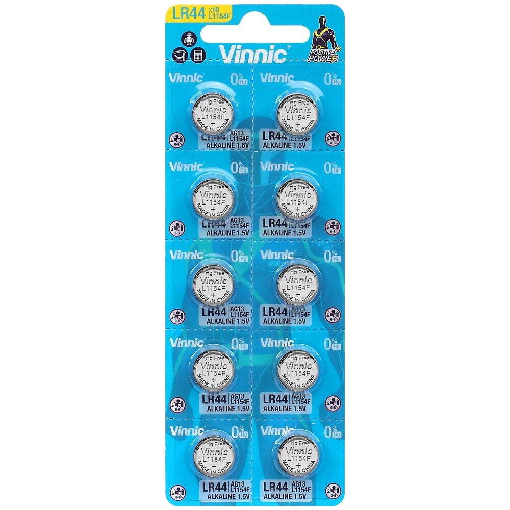 Vinnic LR44 AG13 Alkaline Batteries - 10 pcs.