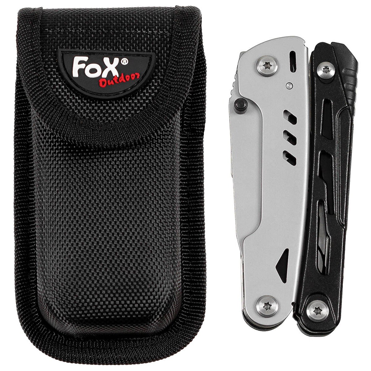 MFH Fox Outdoor Multitool with scissors - Black/Silver