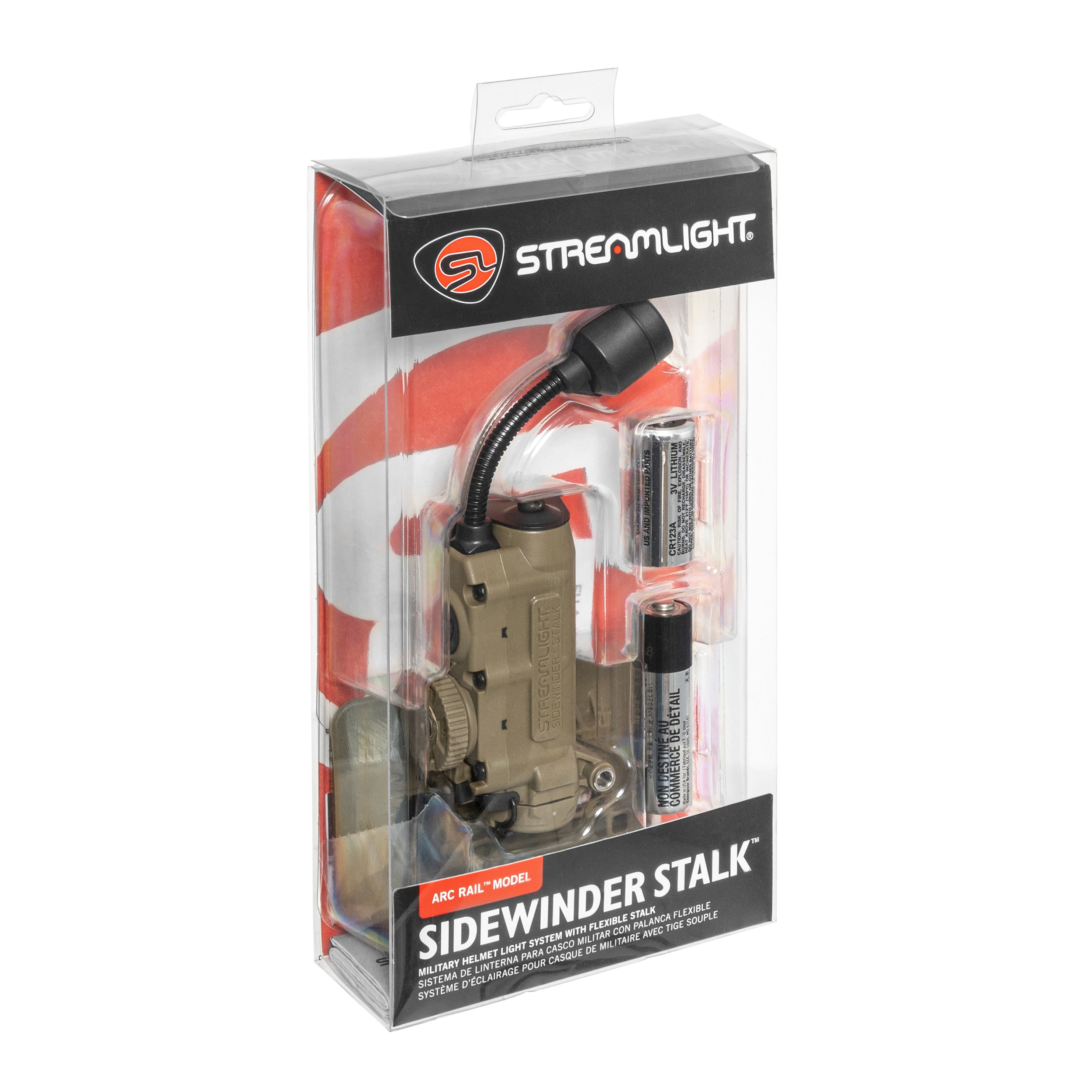 Streamlight Sidewinder Stalk Helmet Clips Arc Rail Mount Flashlight Coyote - 76 lumens