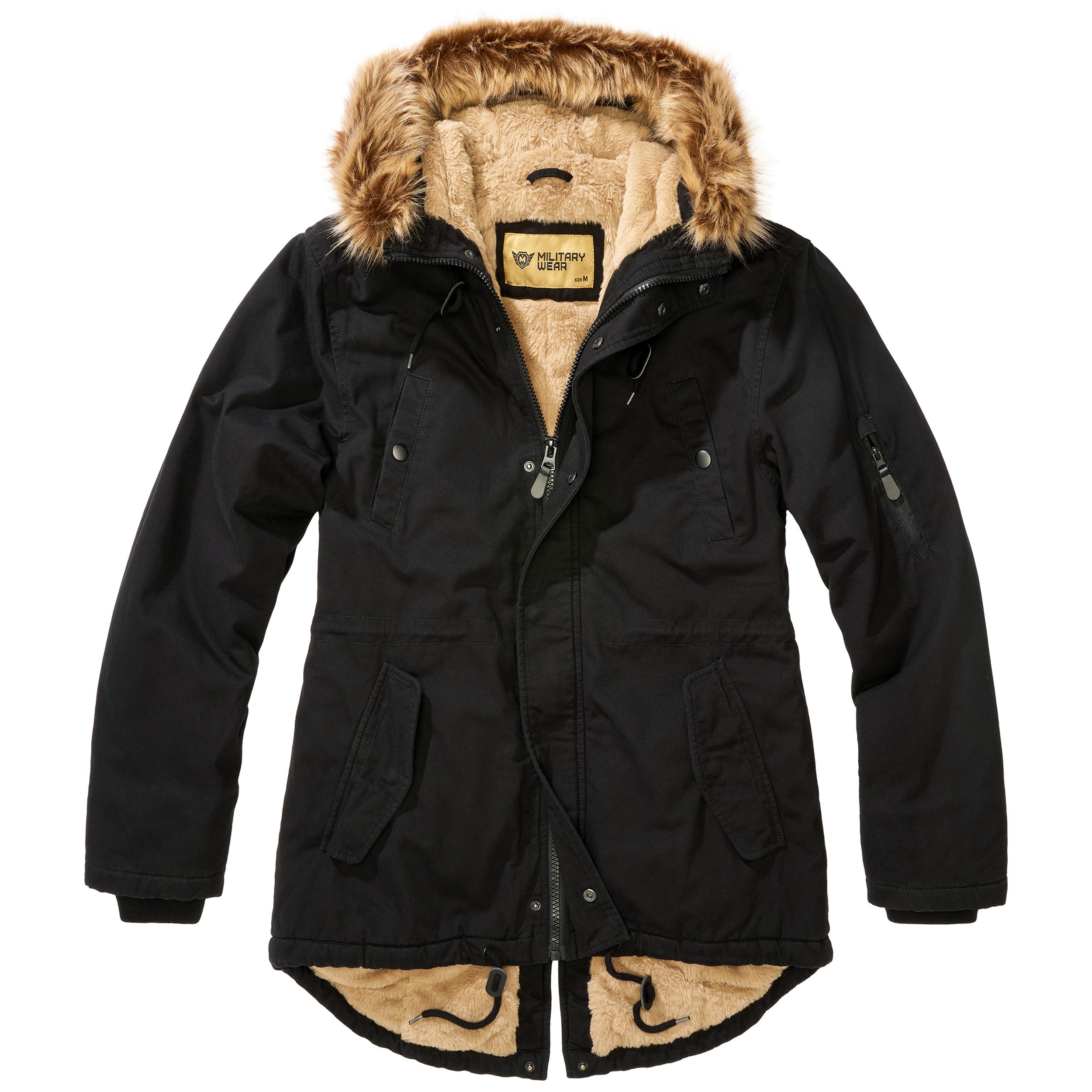 Military Wear Fish Tail Parka Jacket - Black