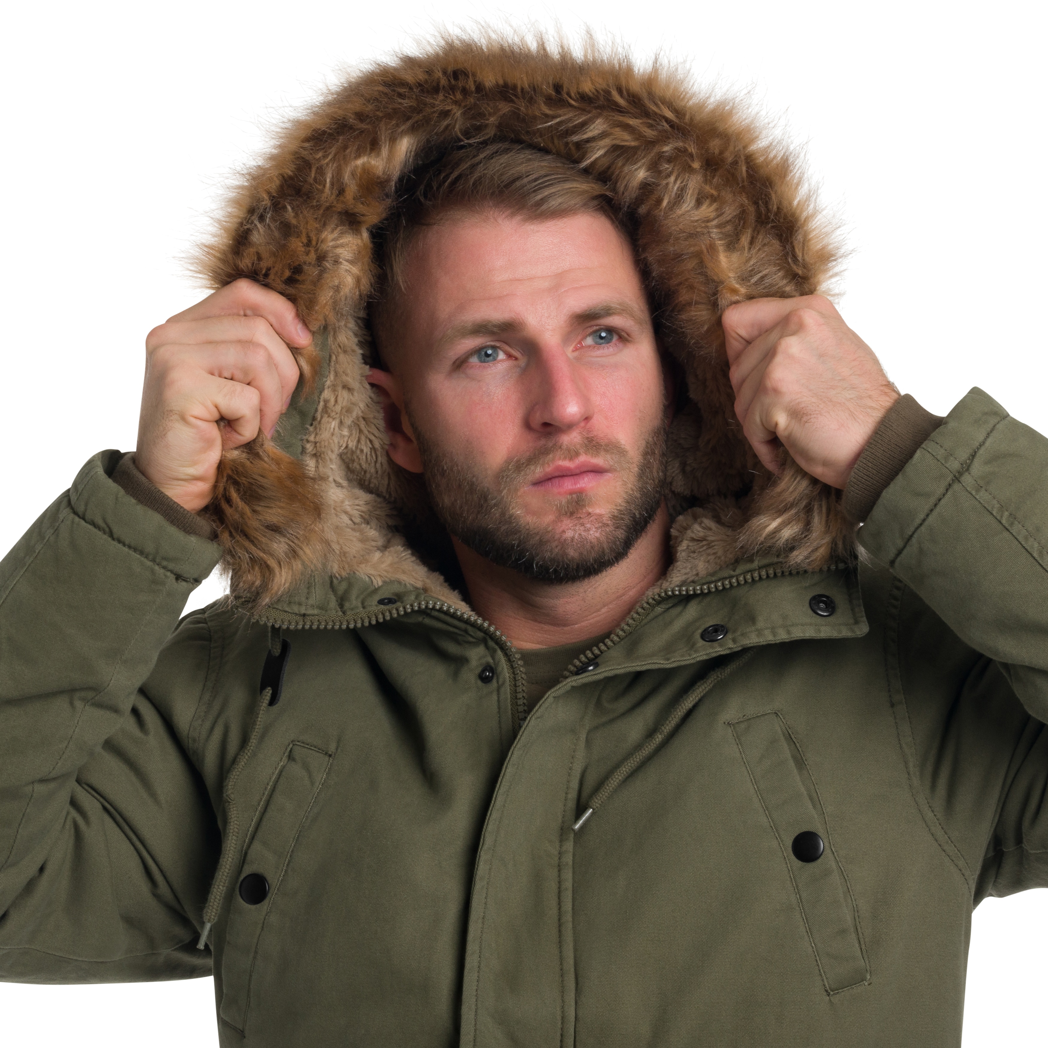 Military Wear Fish Tail Parka Jacket - Olive