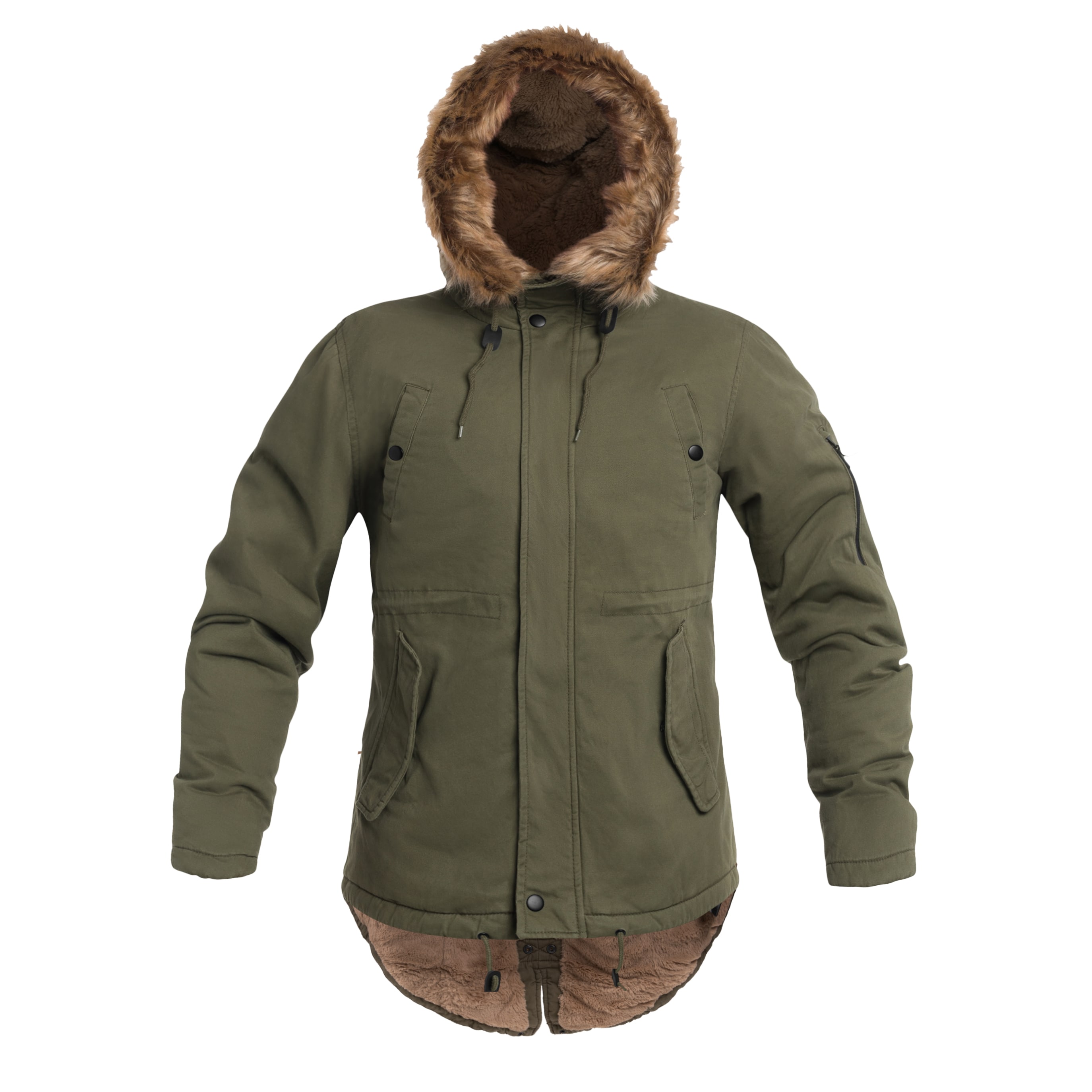 Military Wear Fish Tail Parka Jacket - Olive