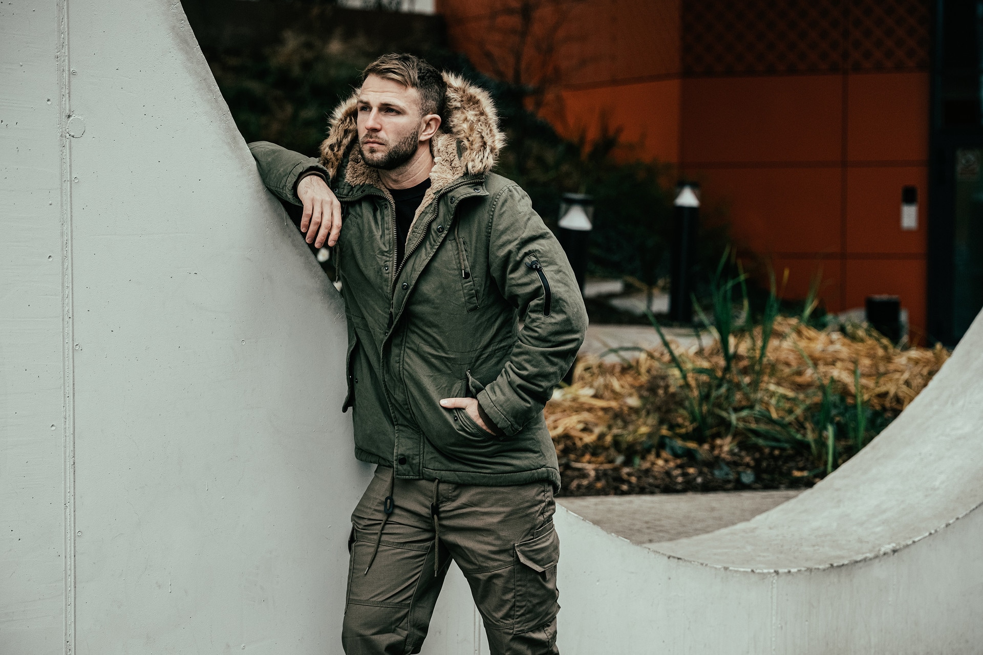 Military Wear Fish Tail Parka Jacket - Olive