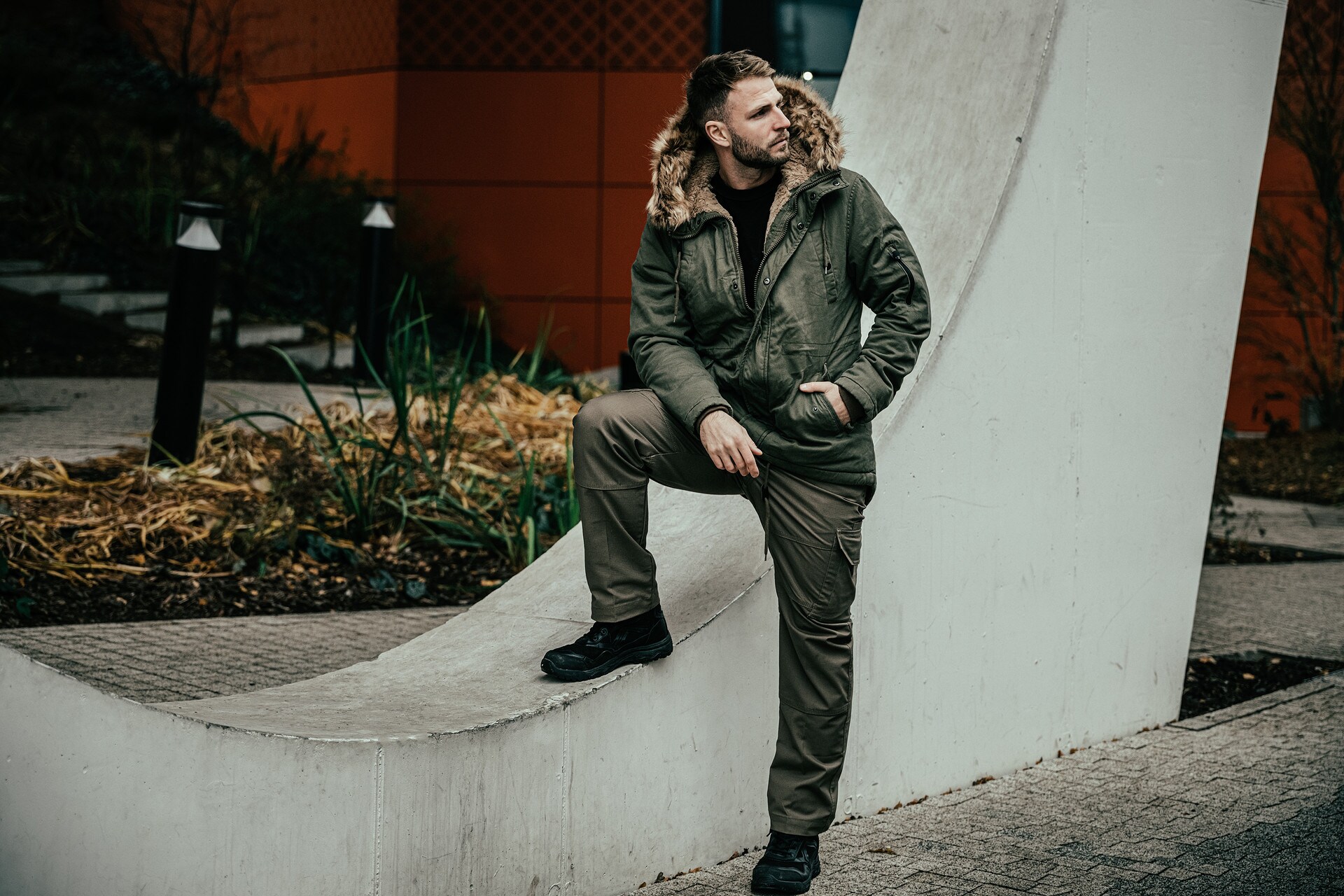 Military Wear Fish Tail Parka Jacket - Olive