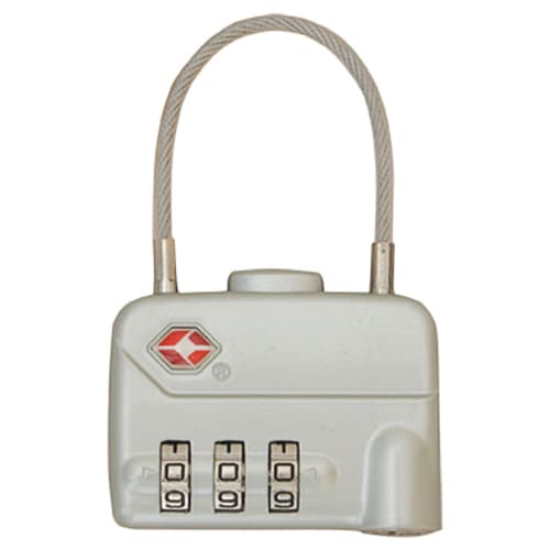 TravelSafe TSA Padlock with cord and combination lock - Grey