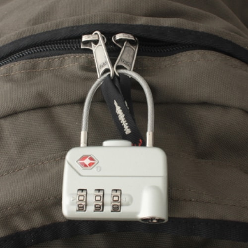 TravelSafe TSA Padlock with cord and combination lock - Grey