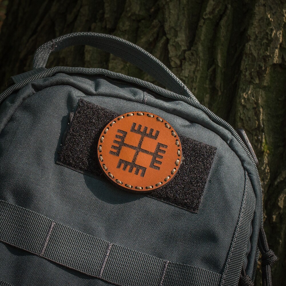 Tigerwood Round Leather Patch - with personalization option