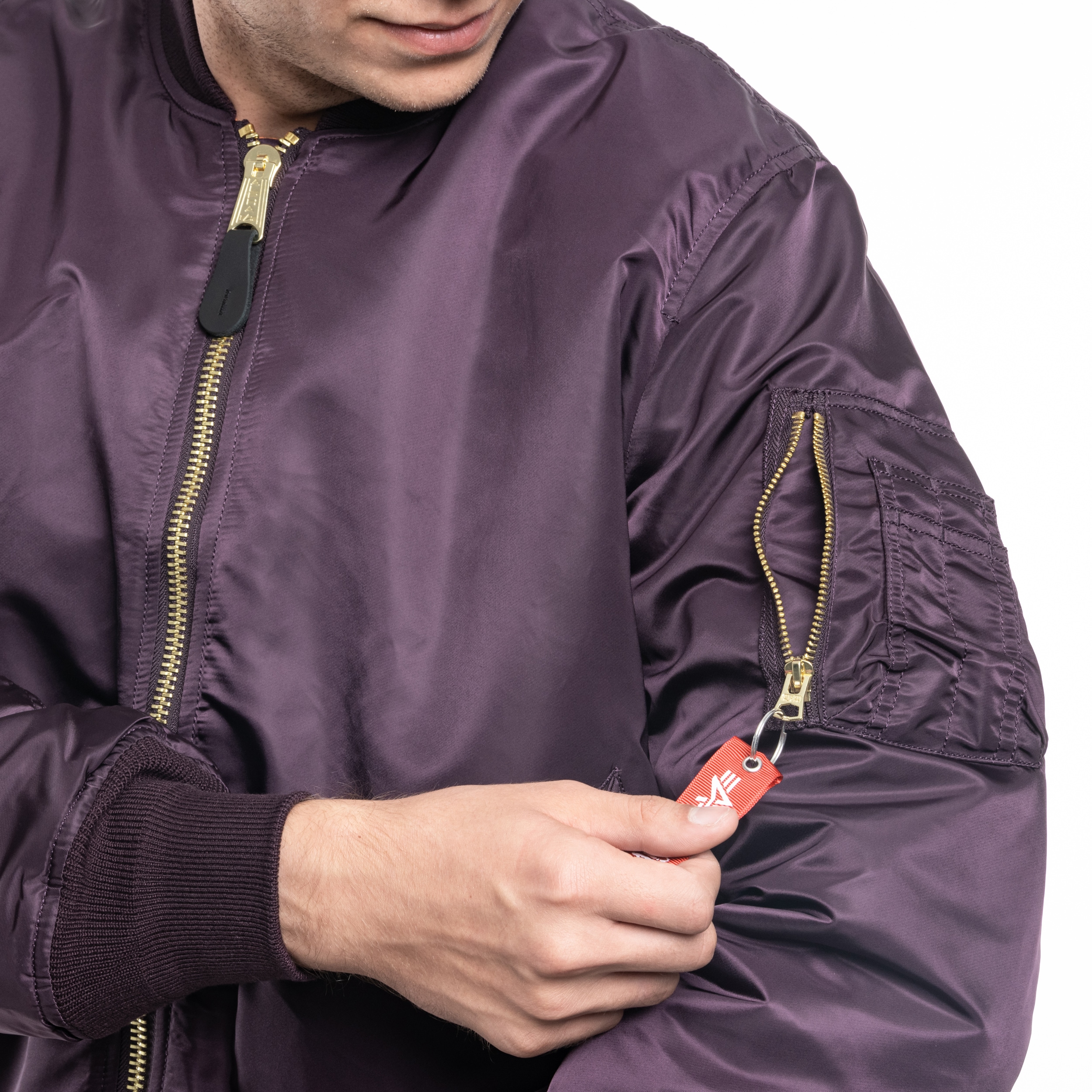 Plum bomber jacket top