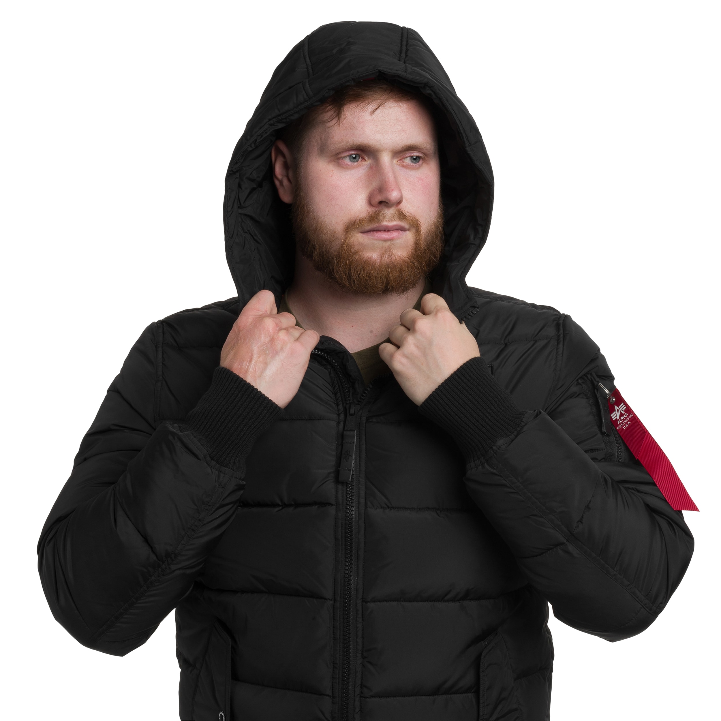 Alpha Industries Hooded Puffer FD Jacket - Black