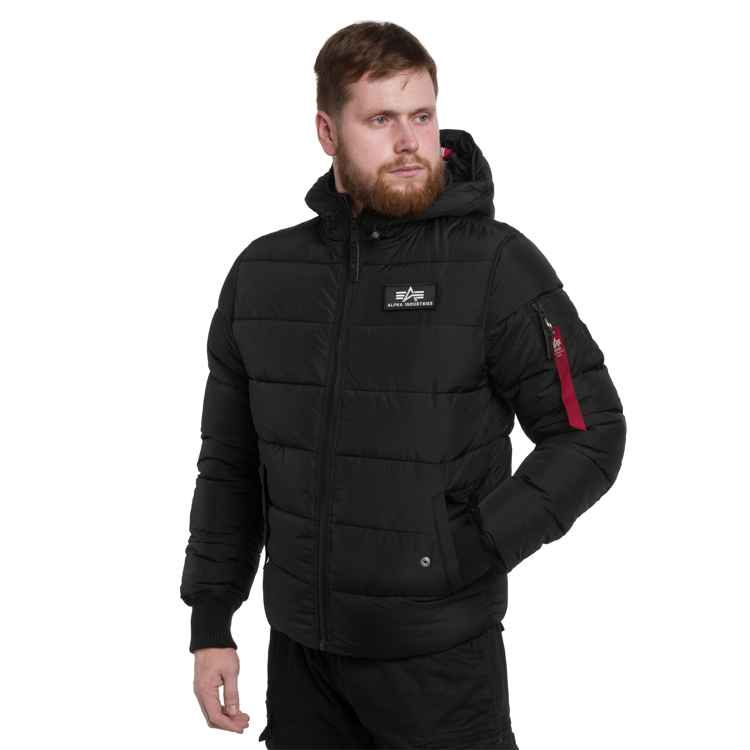 Alpha Industries Hooded Puffer FD Jacket - Black