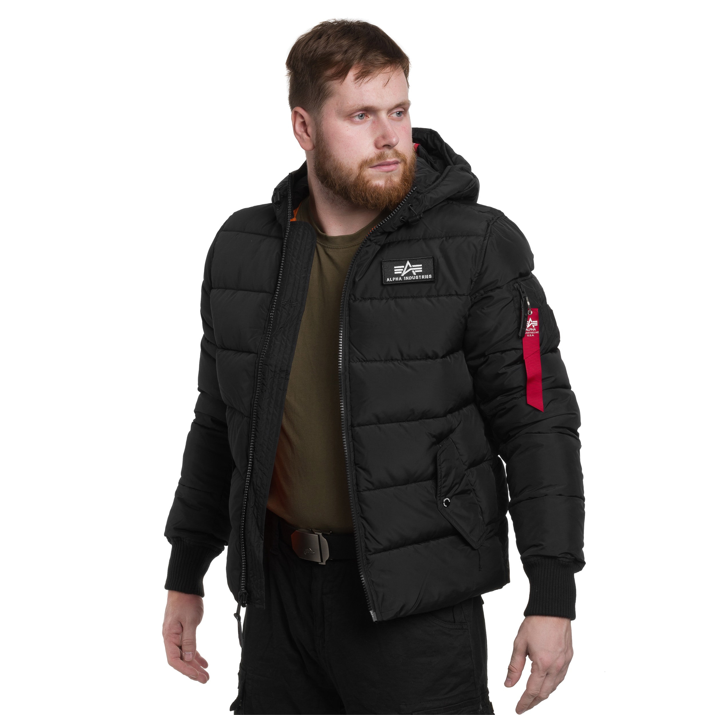 Alpha Industries Hooded Puffer FD Jacket - Black