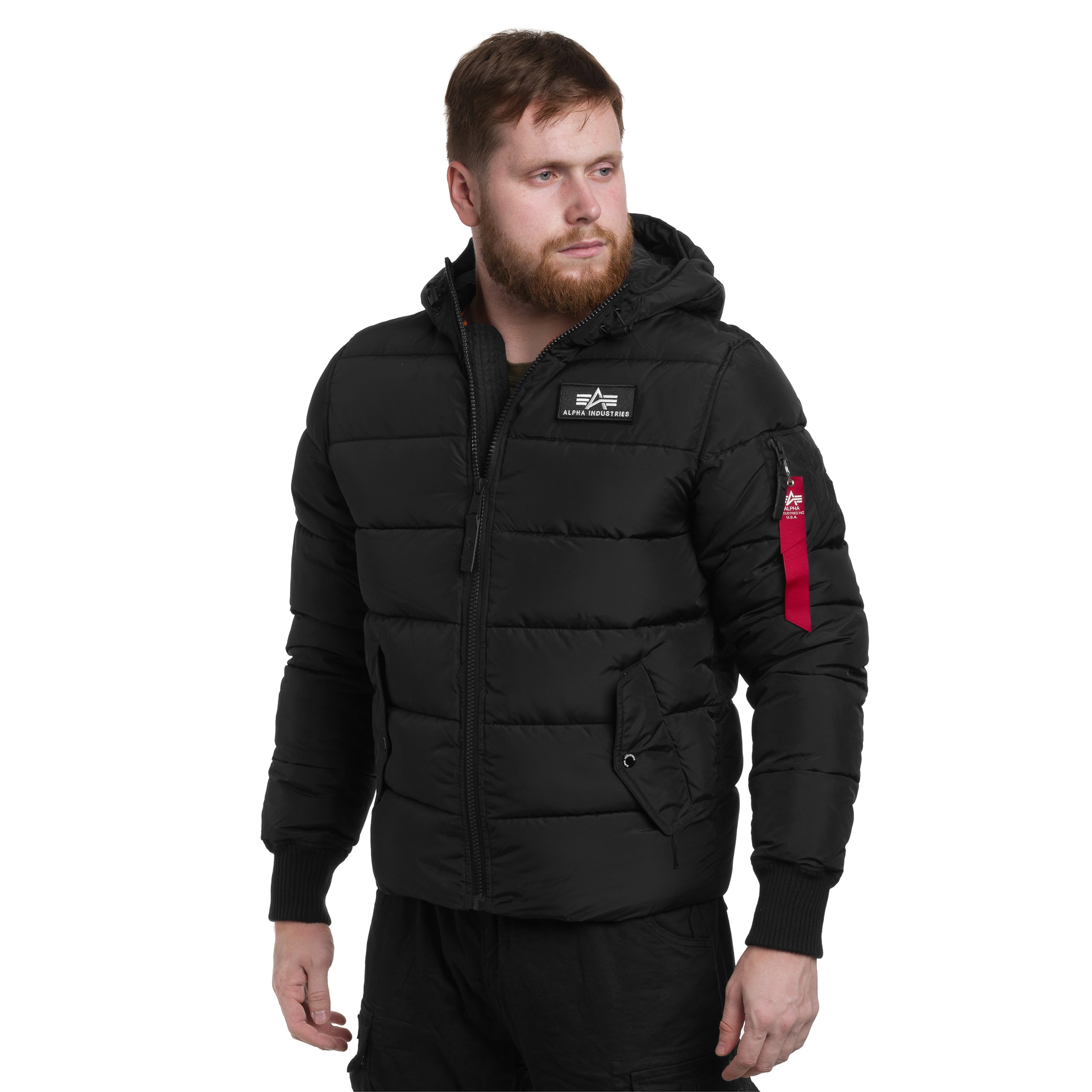 Alpha Industries Hooded Puffer FD Jacket - Black