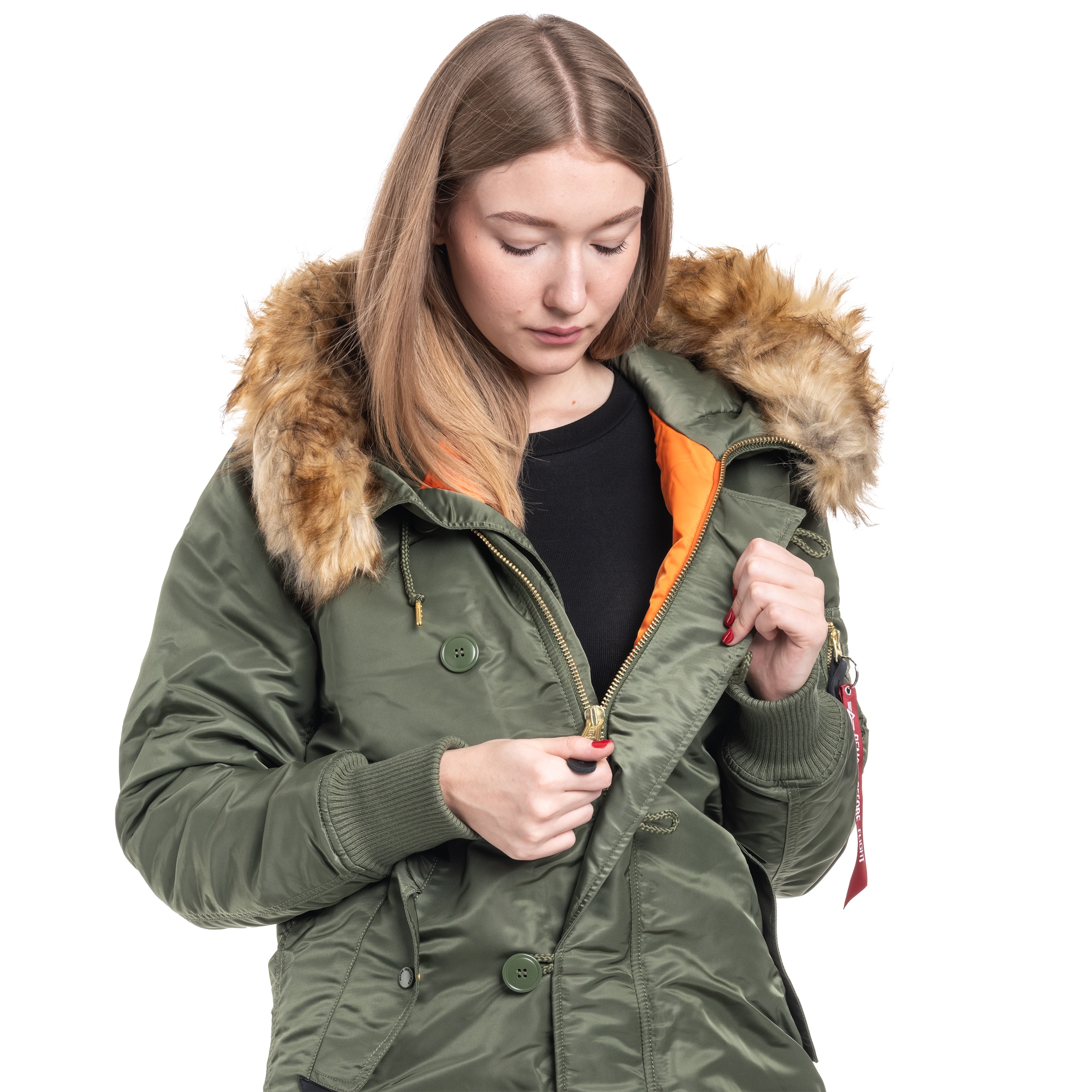 Alpha Industries Long Fishtail Women's Jacket - Sage Green