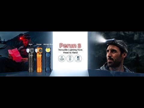Olight Perun 3 Head and Angle Torch with headband Black - 3000 lumens