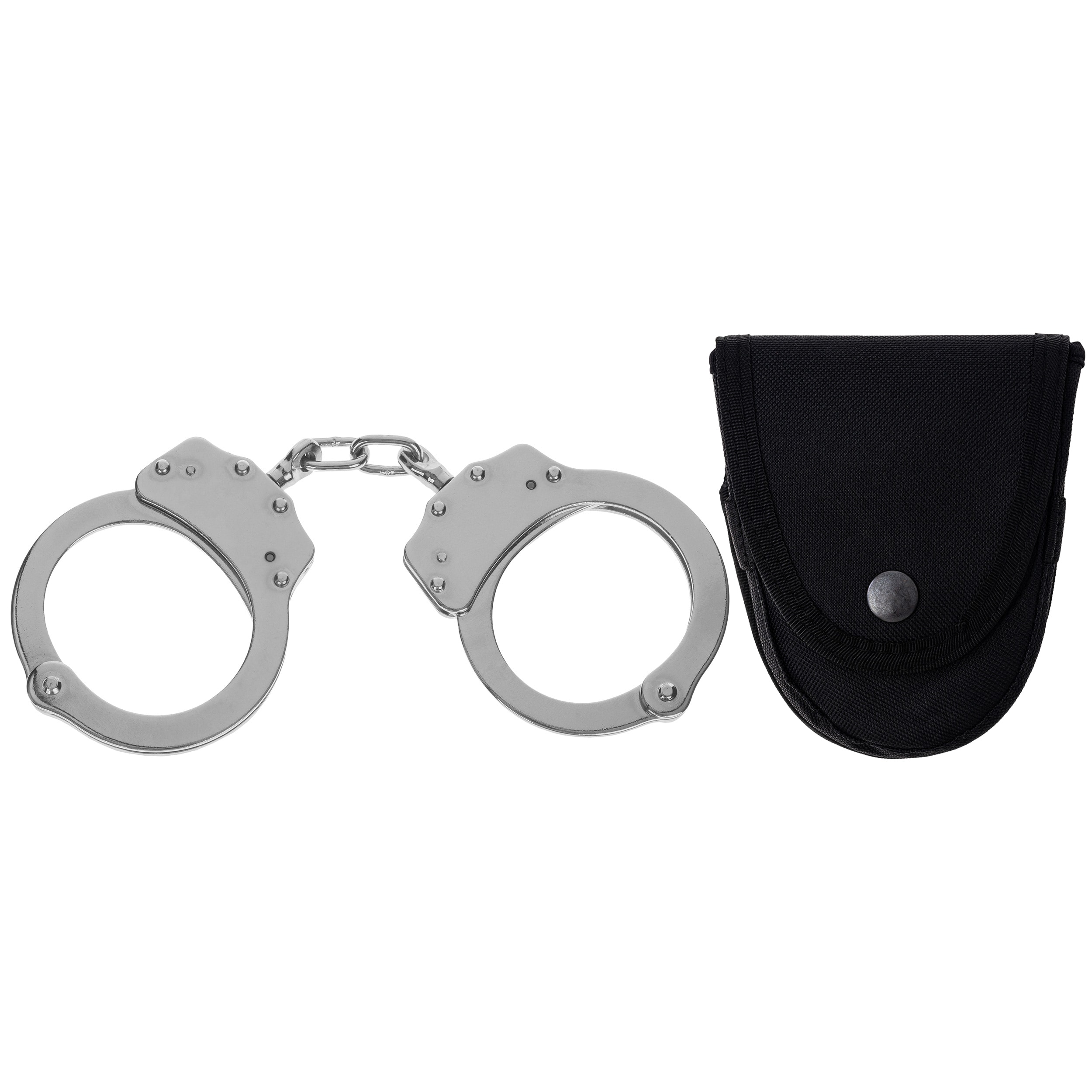 GS Double Lock Silver Chain Handcuffs + holster - set