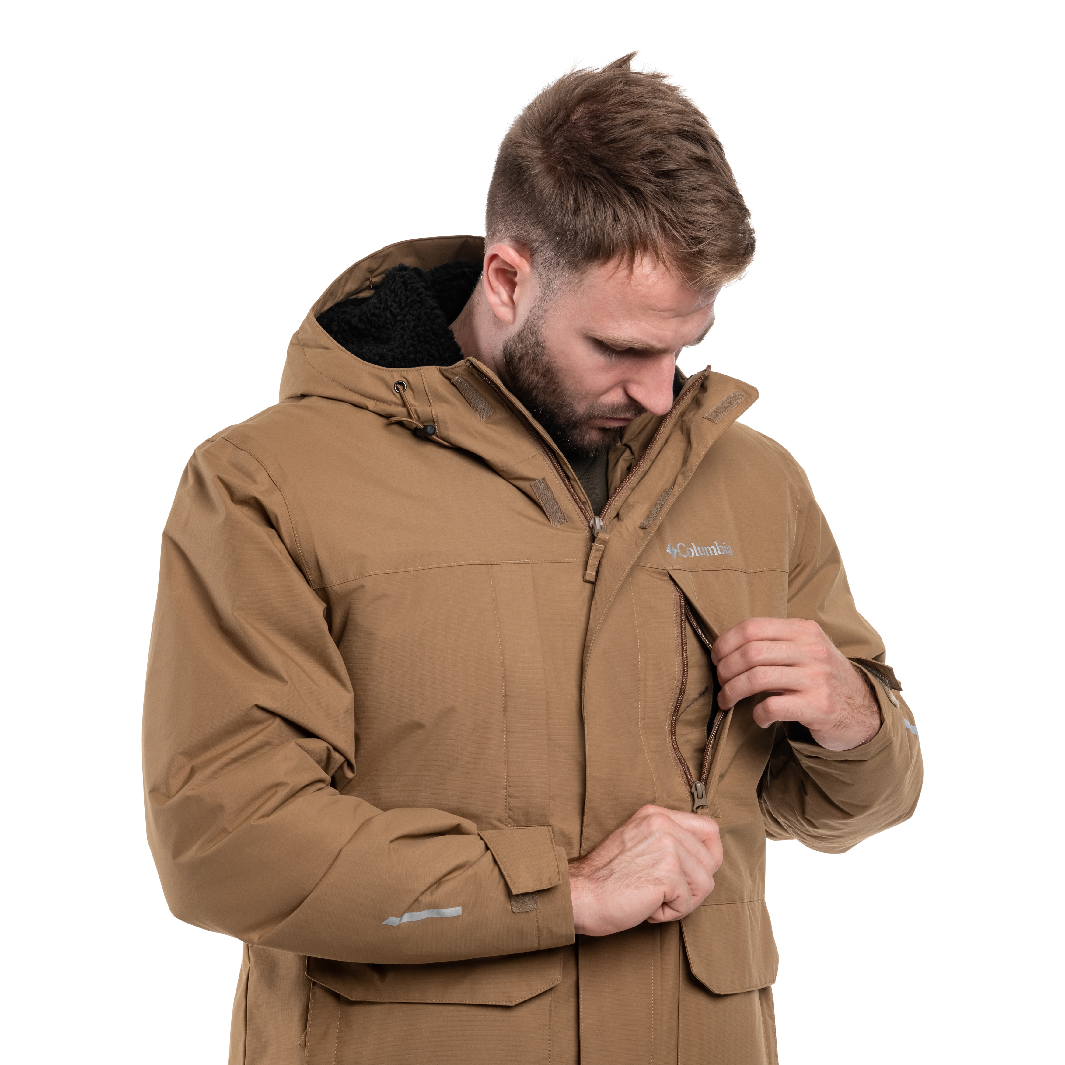 Columbia Landroamer Sherpa Lined Waterproof Hooded Jacket - Delta