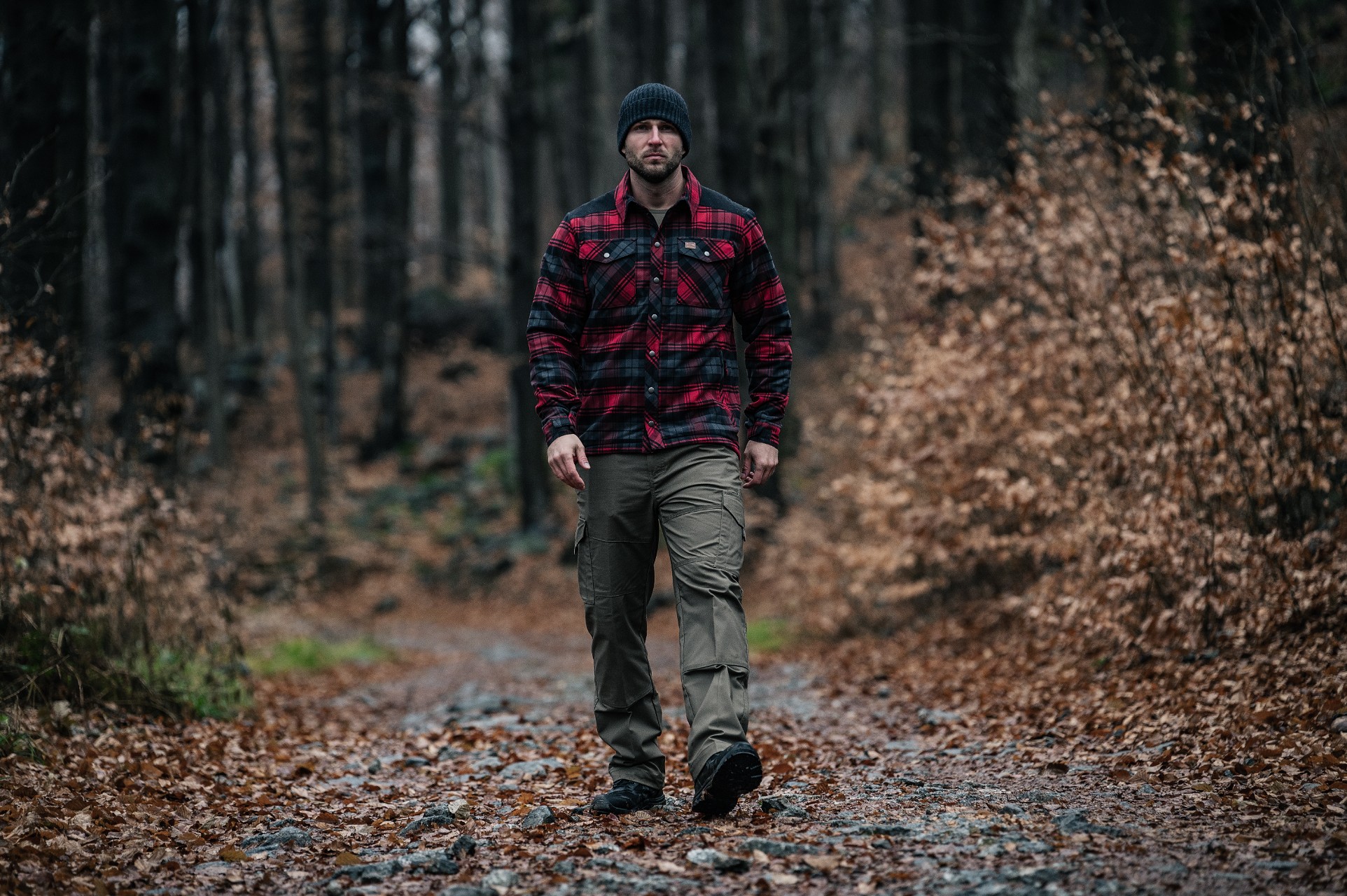 Helikon Winter Warden Long Sleeve Shirt - Slate Crimson Plaid