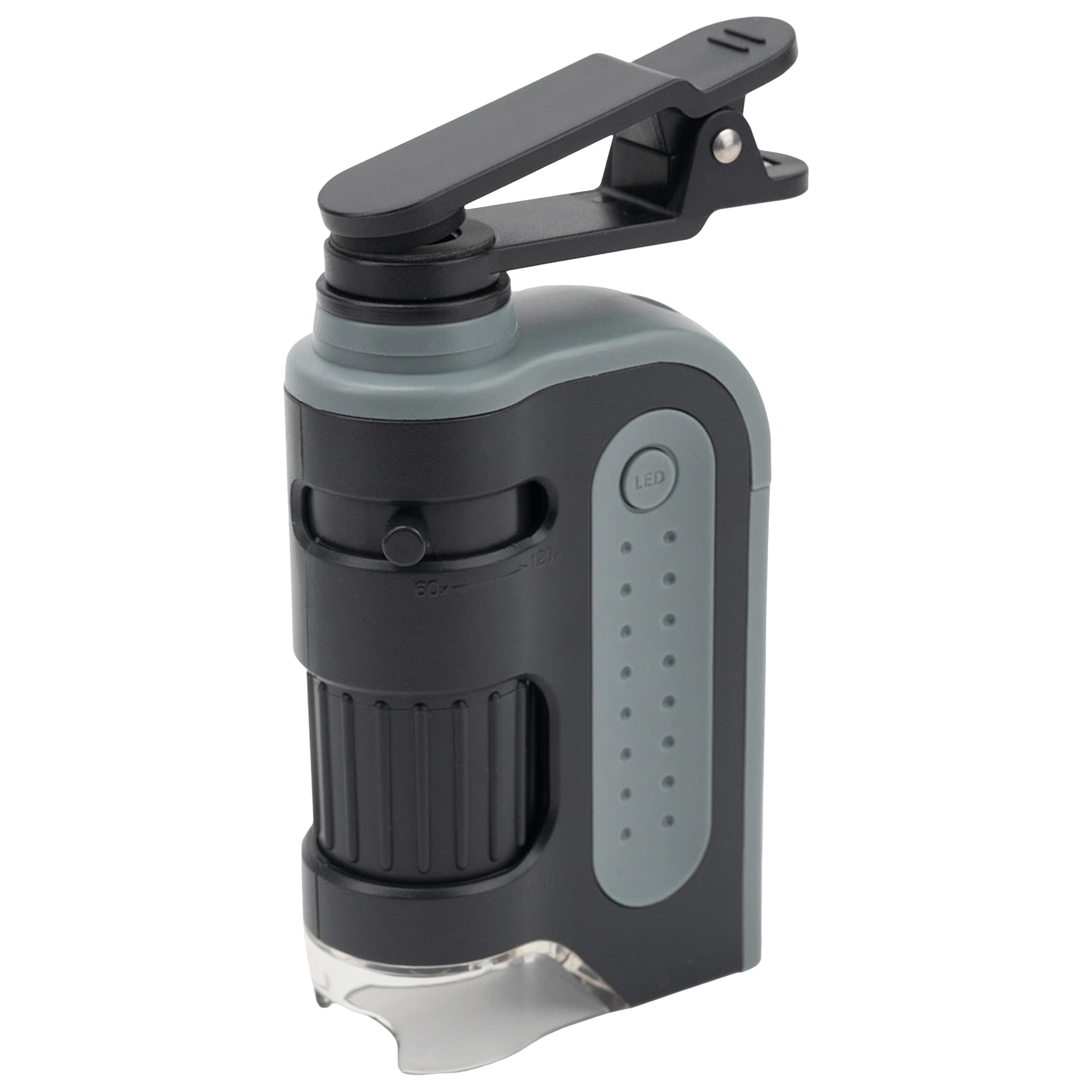 Carson MicroBrite Plus LED 60-120x Pocket Microscope with Clip - Grey