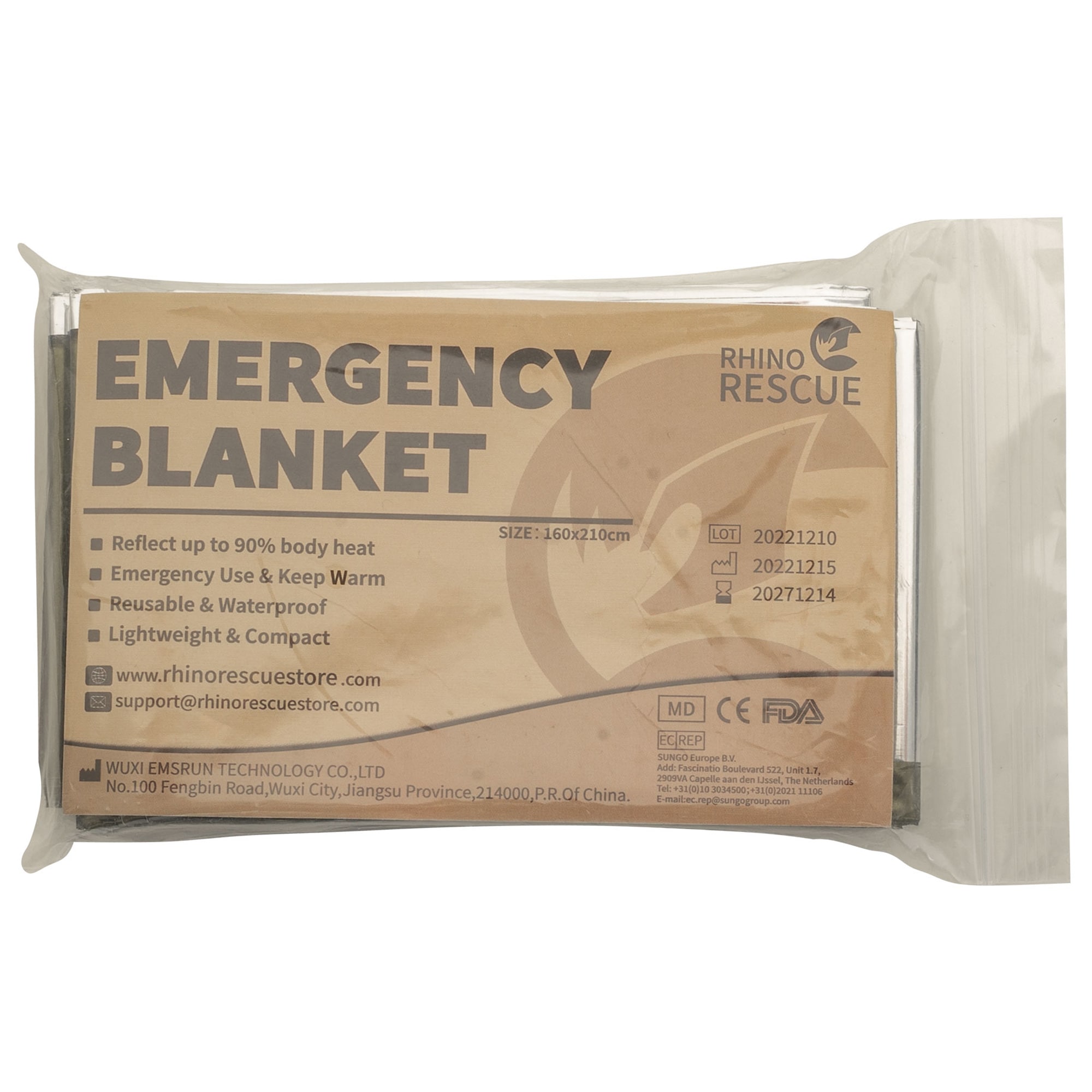 Rhino Rescue Blanket 160 x 210 cm - Olive / Silver