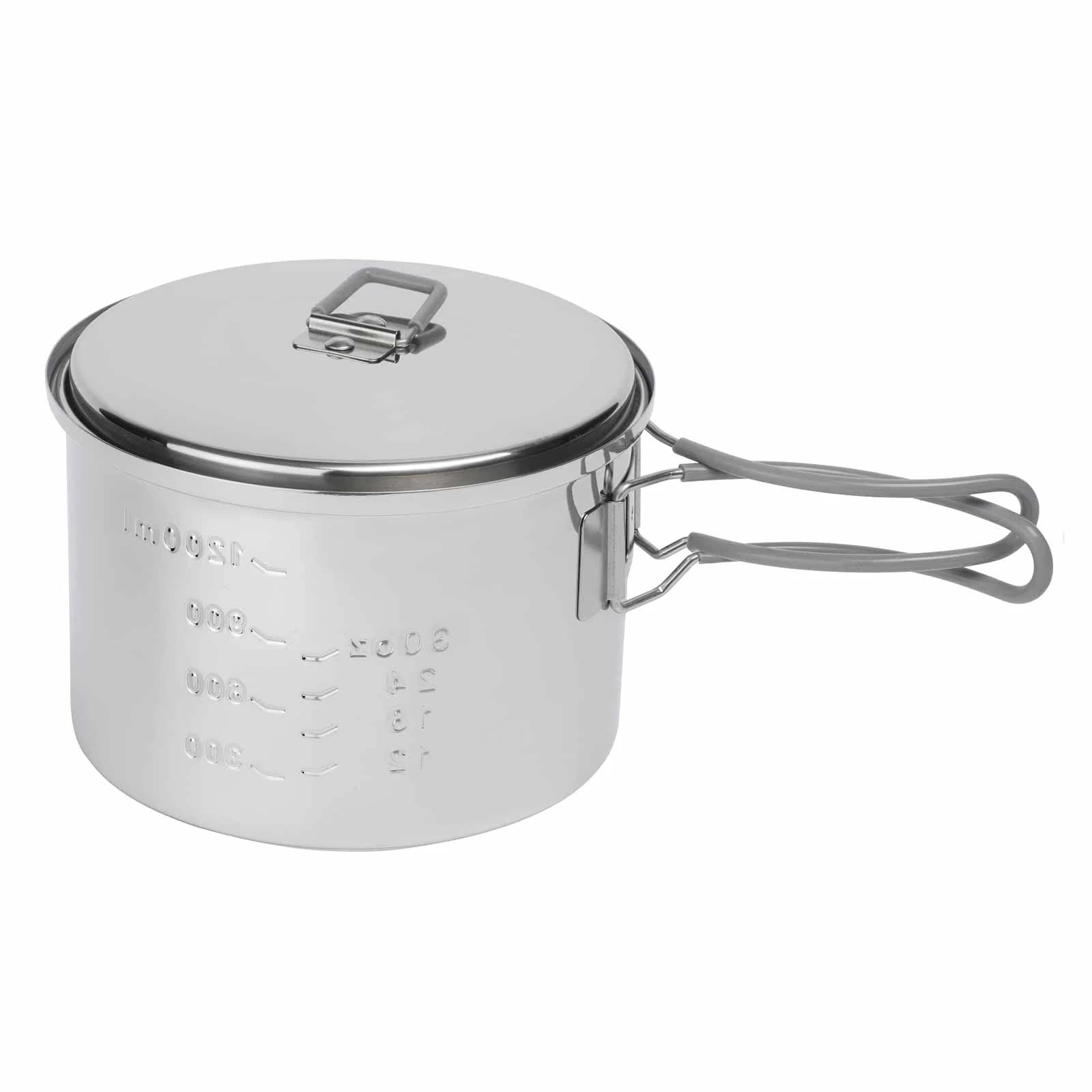 Esbit Stainless Round Camping Pot with Lid - 1600 ml