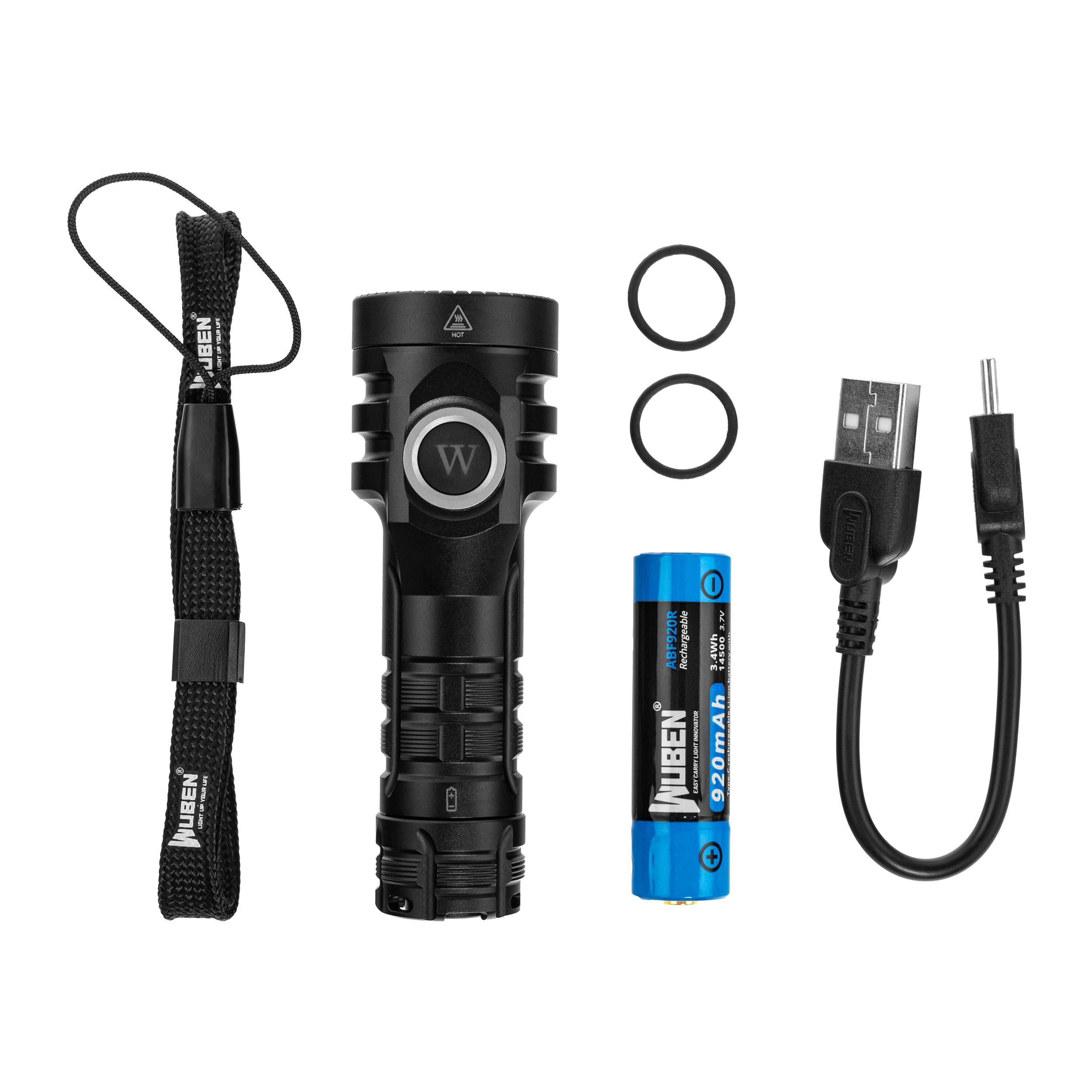 Wuben E6 Black Flashlight - 900 lumens