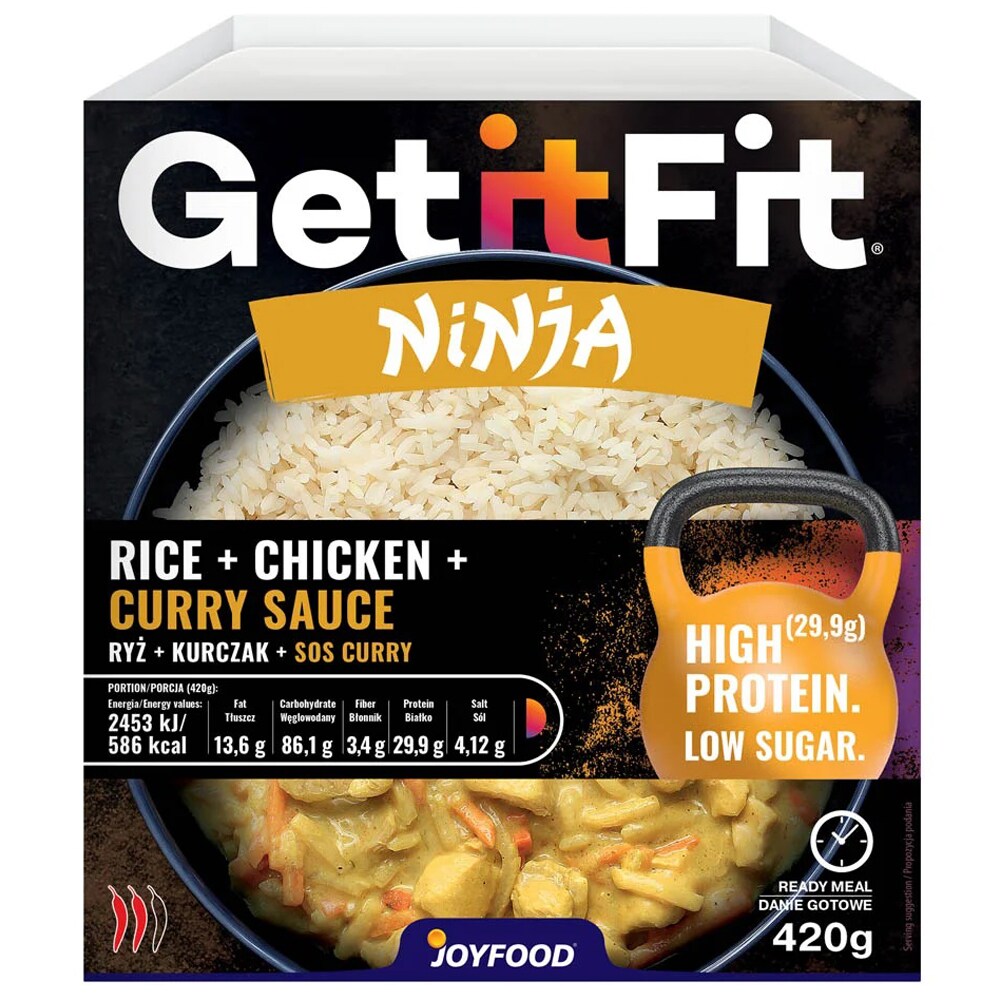 Joyfood Ninja Ready-made Dish Rice with Chicken and Vegetables in Curry Sauce 420 g