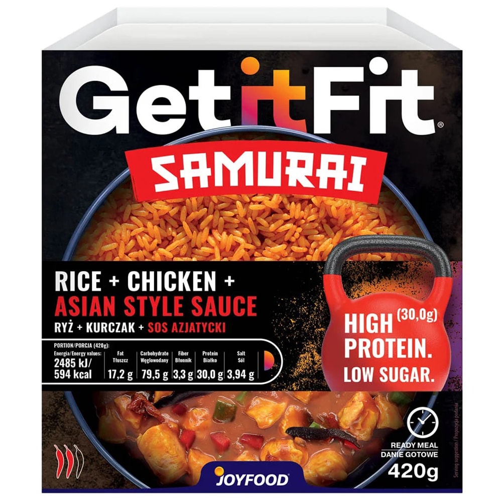 Joyfood Samurai ready meal rice with chicken, vegetables and mun mushrooms in Asian sauce 420 g