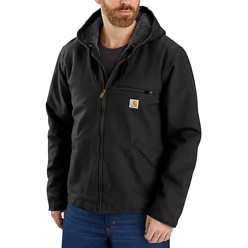 Carhartt Washed Duck Sherpa Lined Jacket - Black