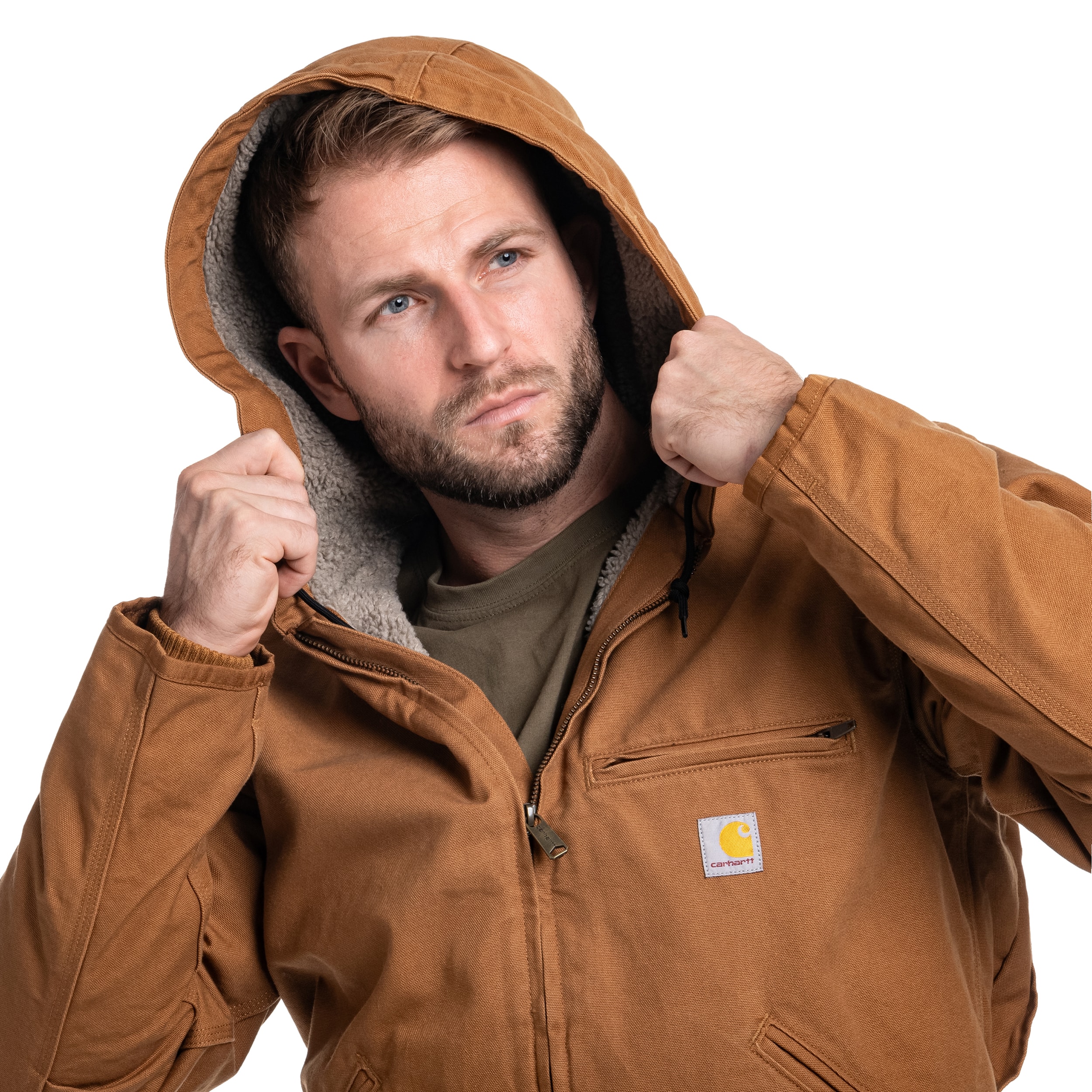 Carhartt Washed Duck Sherpa Lined Jacket - Dark Brown