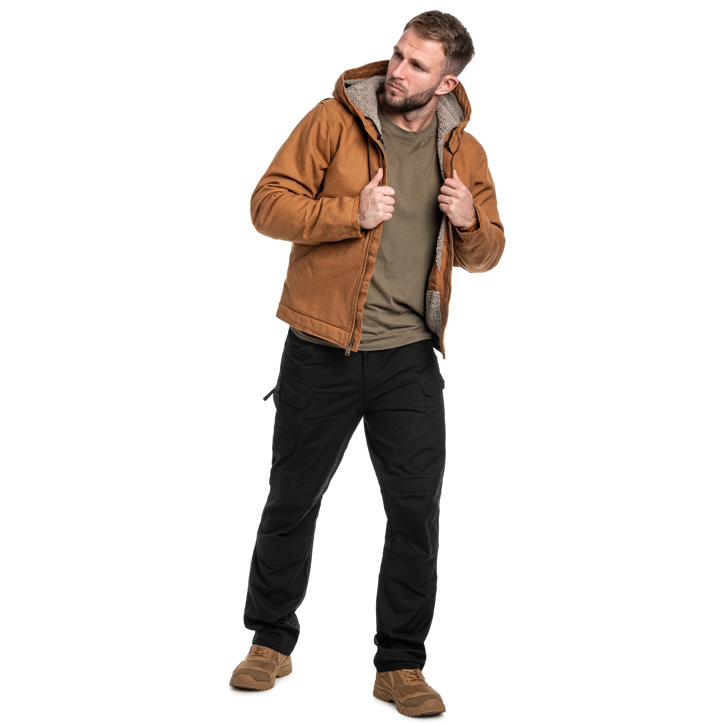 Carhartt Washed Duck Sherpa Lined Jacket - Dark Brown