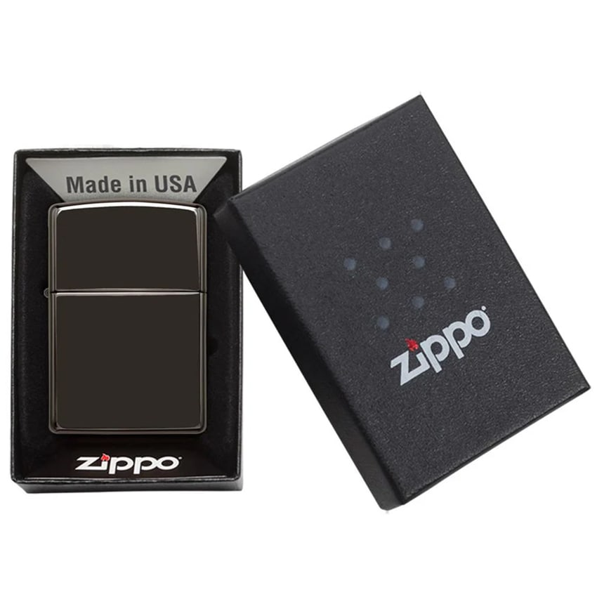 Zippo High Polish Black Gasoline Lighter