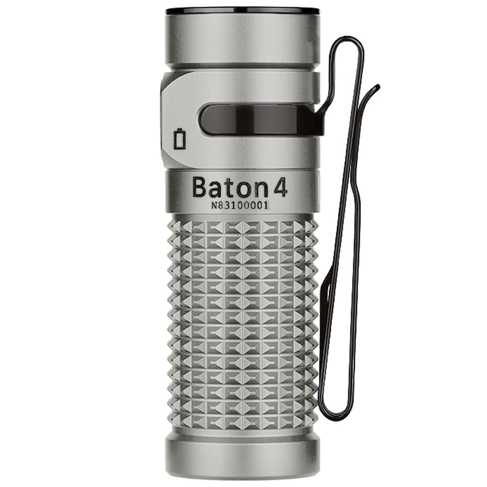 Olight Baton 4 Premium Edition Titanium Flashlight - 1300 lumens with wireless charging case