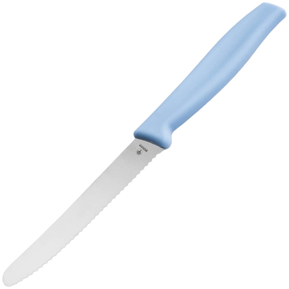 Boker Light Blue Kitchen Knife - serrated with rounded tip