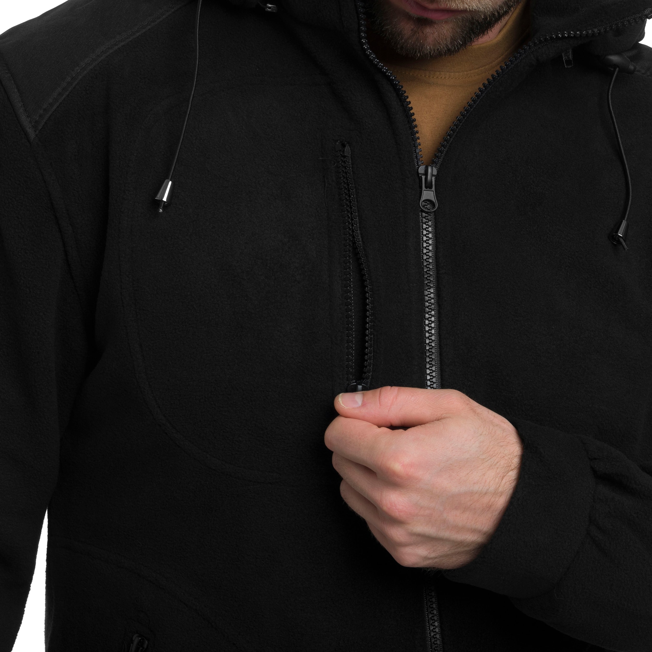 Military Fleece with hood - Black