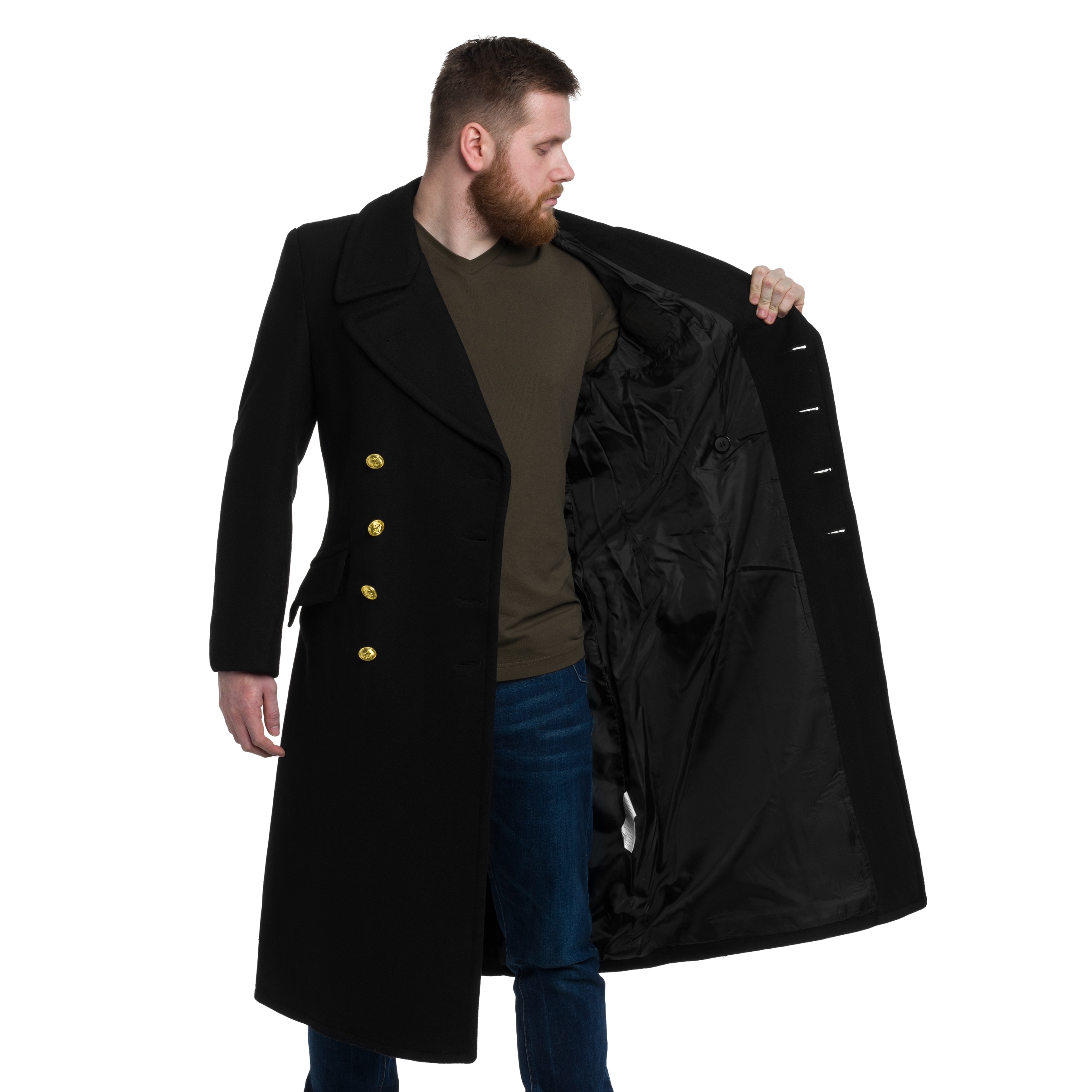 Mil-Tec German Navy Wool Coat - Black