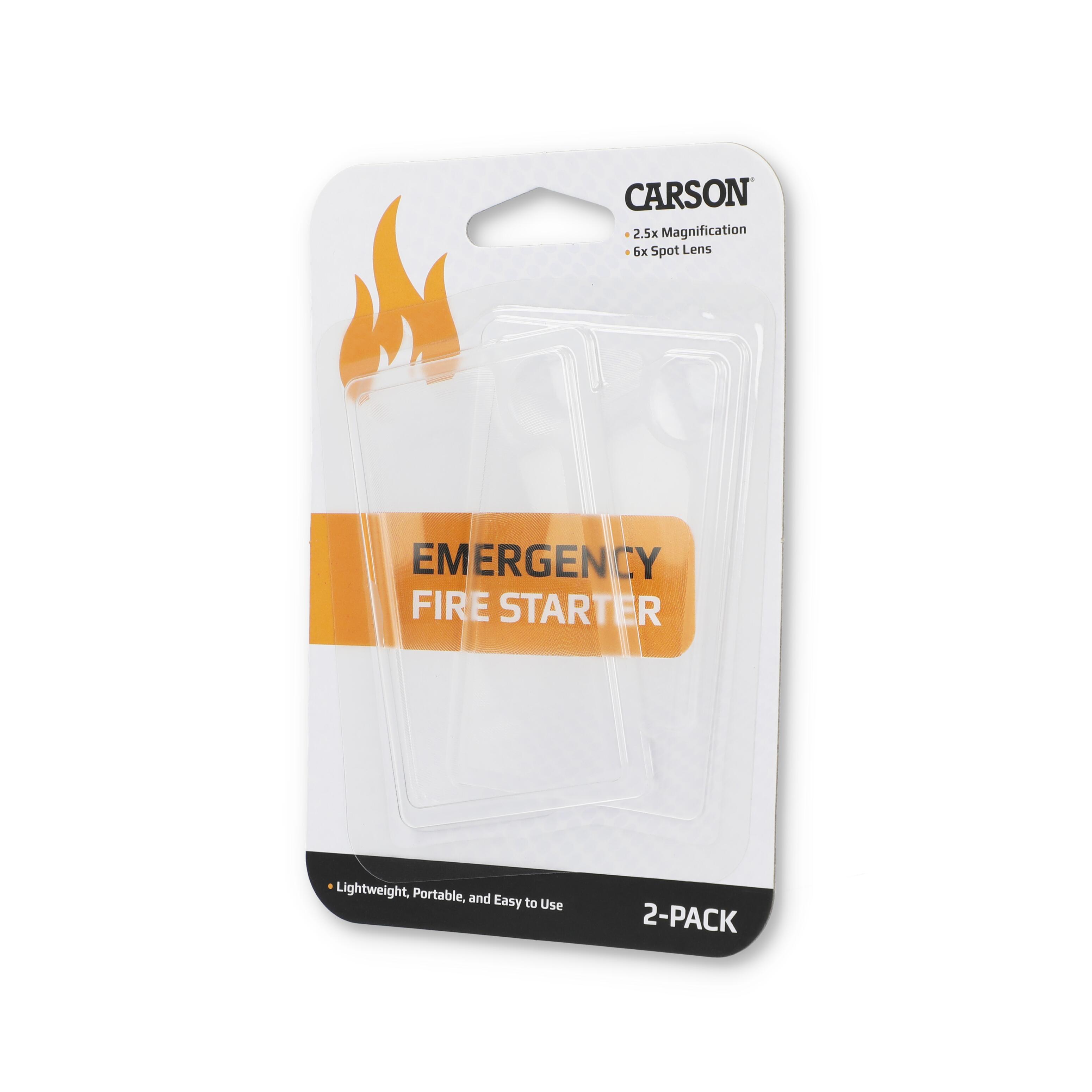 Carson Emergency Fire Starter Magnifier 2.5x/6x - 2 pcs.