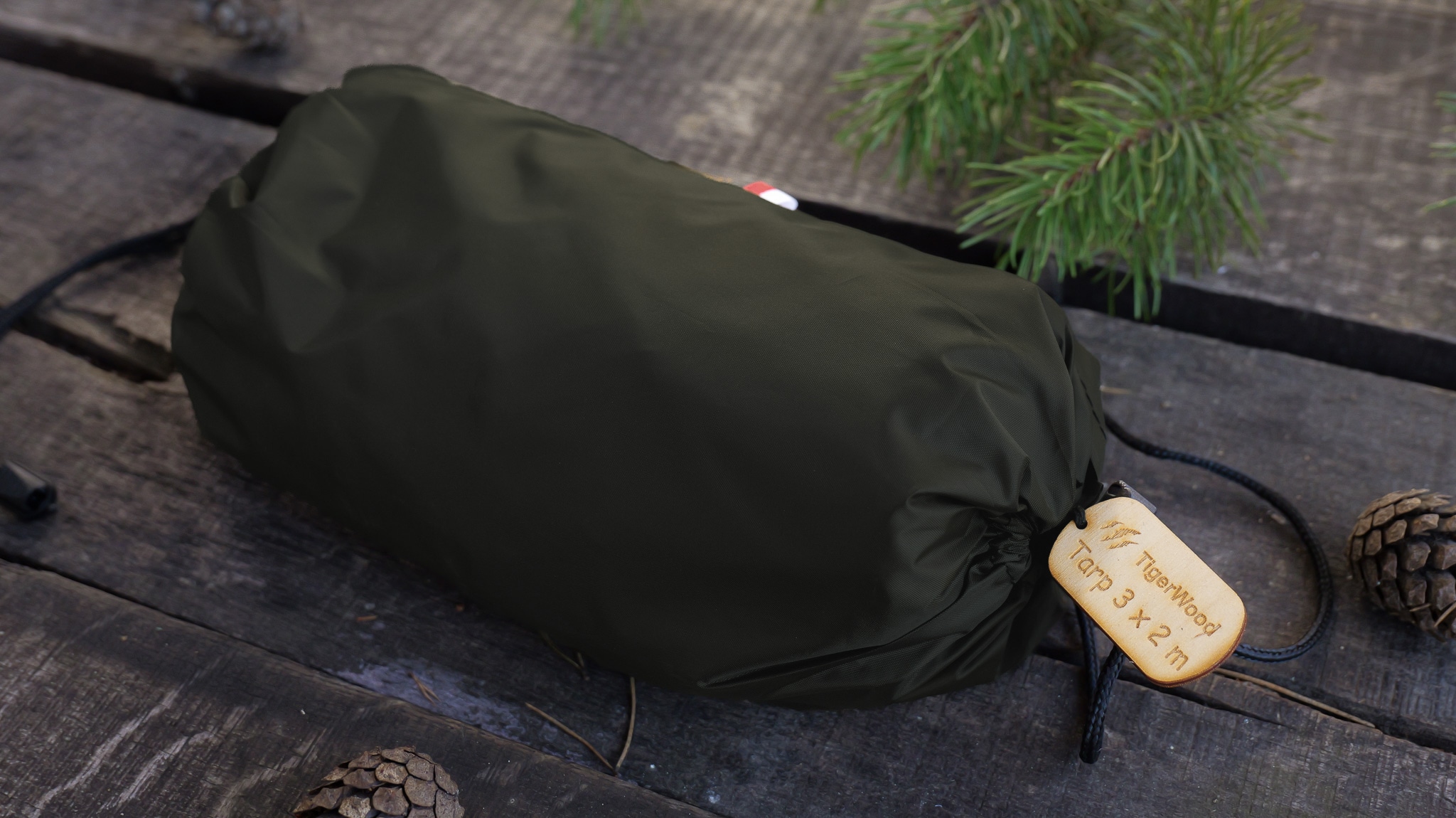 TigerWood Tarp T2 Camping Tarp 3 x 2 m - Dark Khaki