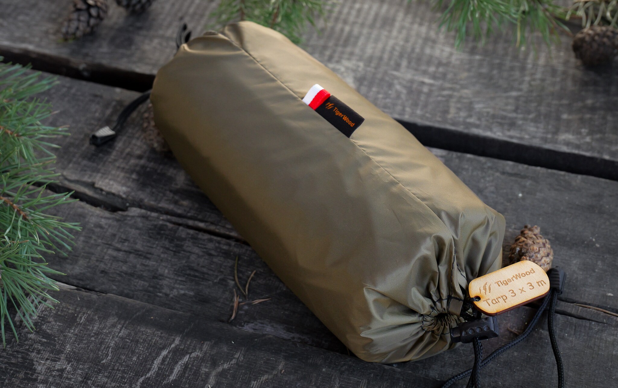 TigerWood Tarp T2 3 x 3 m Camping Tarp - Khaki