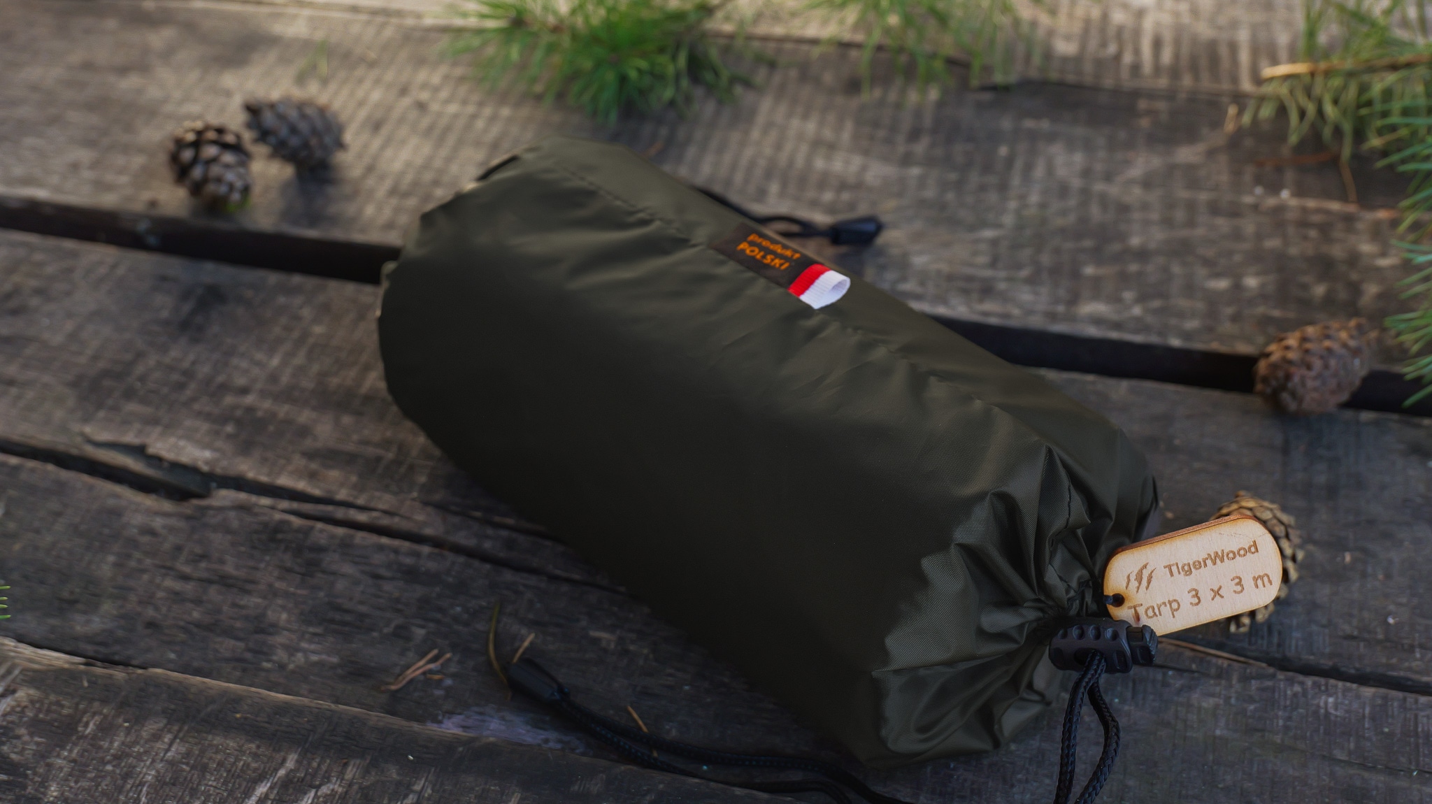 TigerWood Tarp T2 3 x 3 m Camping Tarp - Dark Khaki