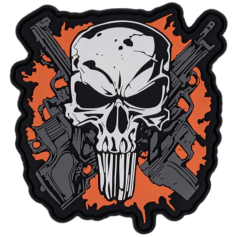 101 Inc. 3D PVC Punish Skull Crossed Guns Patch