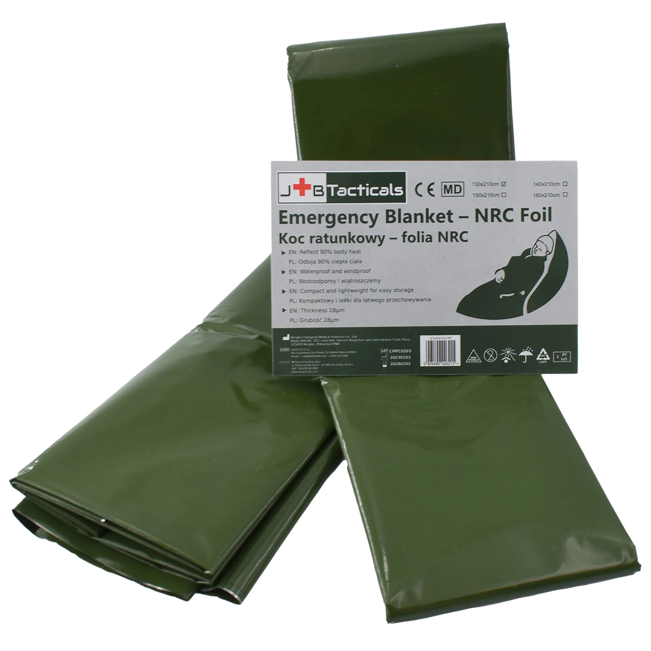 JB Tacticals Emergency Blanket - NRC foil 130 x 210 cm