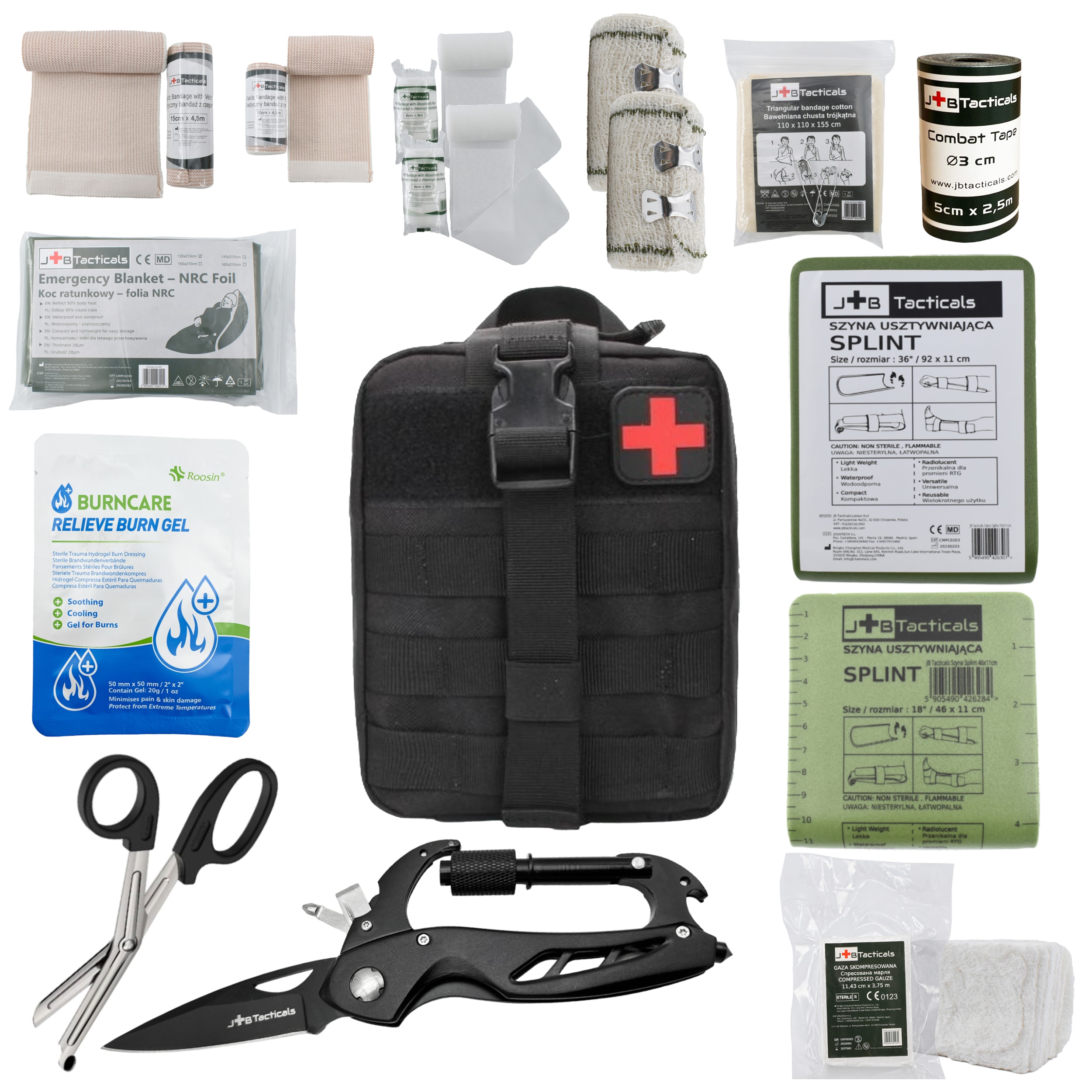 JB Tacticals Hiking First Aid Kit for the Trail - Black