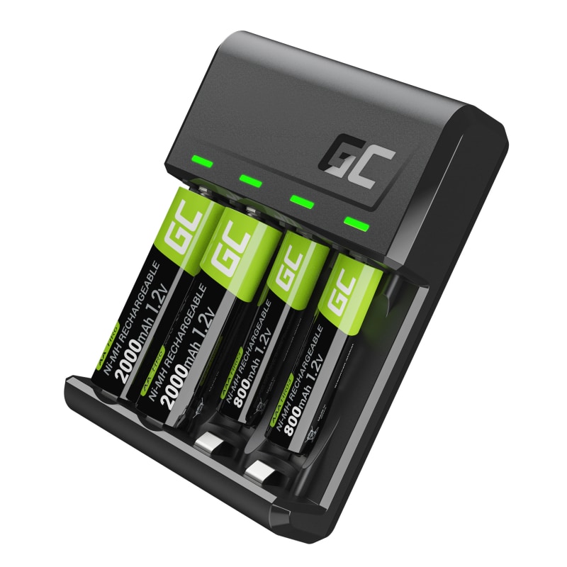 Green Cell GC VitalCharger Charger with 2x AAA + 2x AA batteries