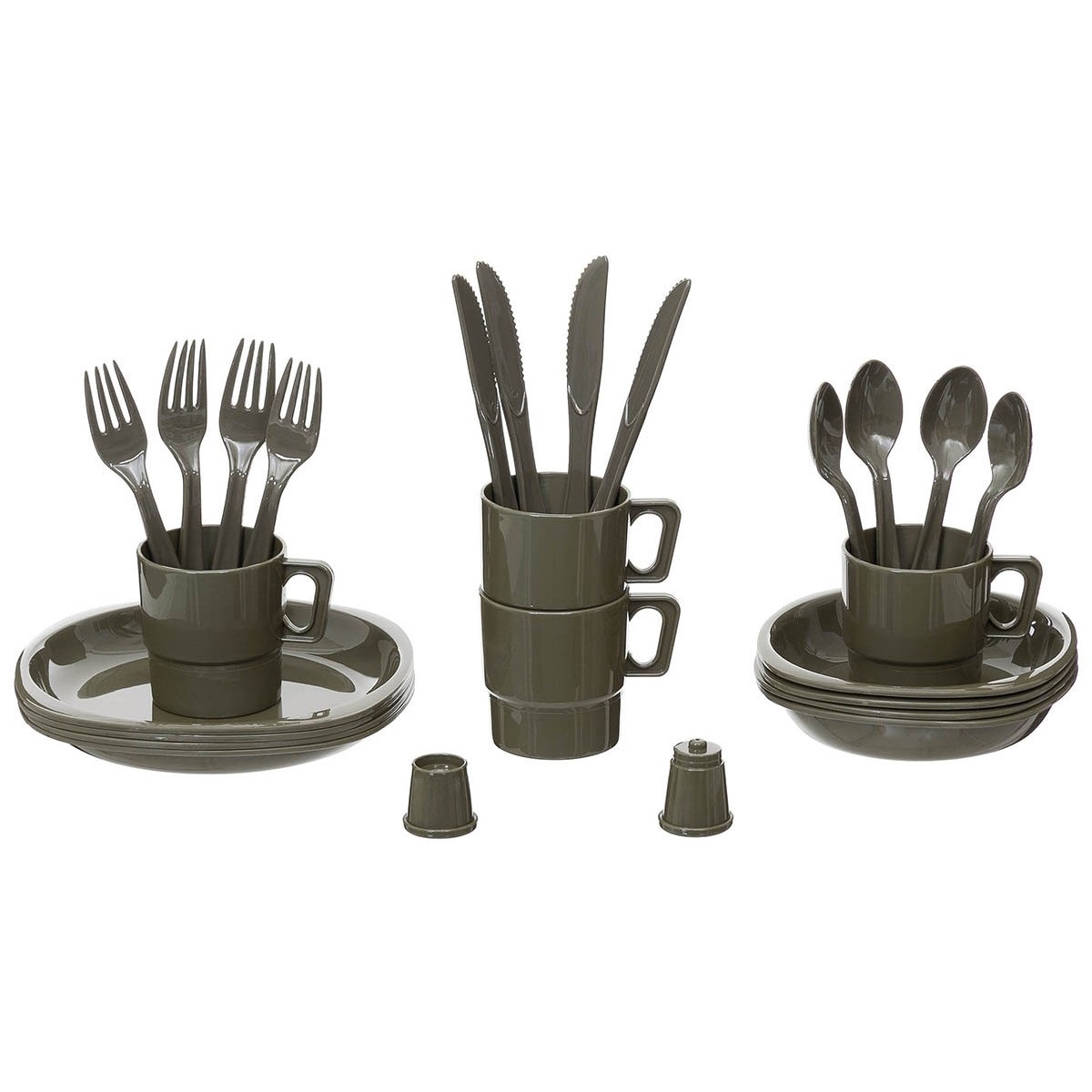 MFH Travel Utensils Set for 4 People - Olive