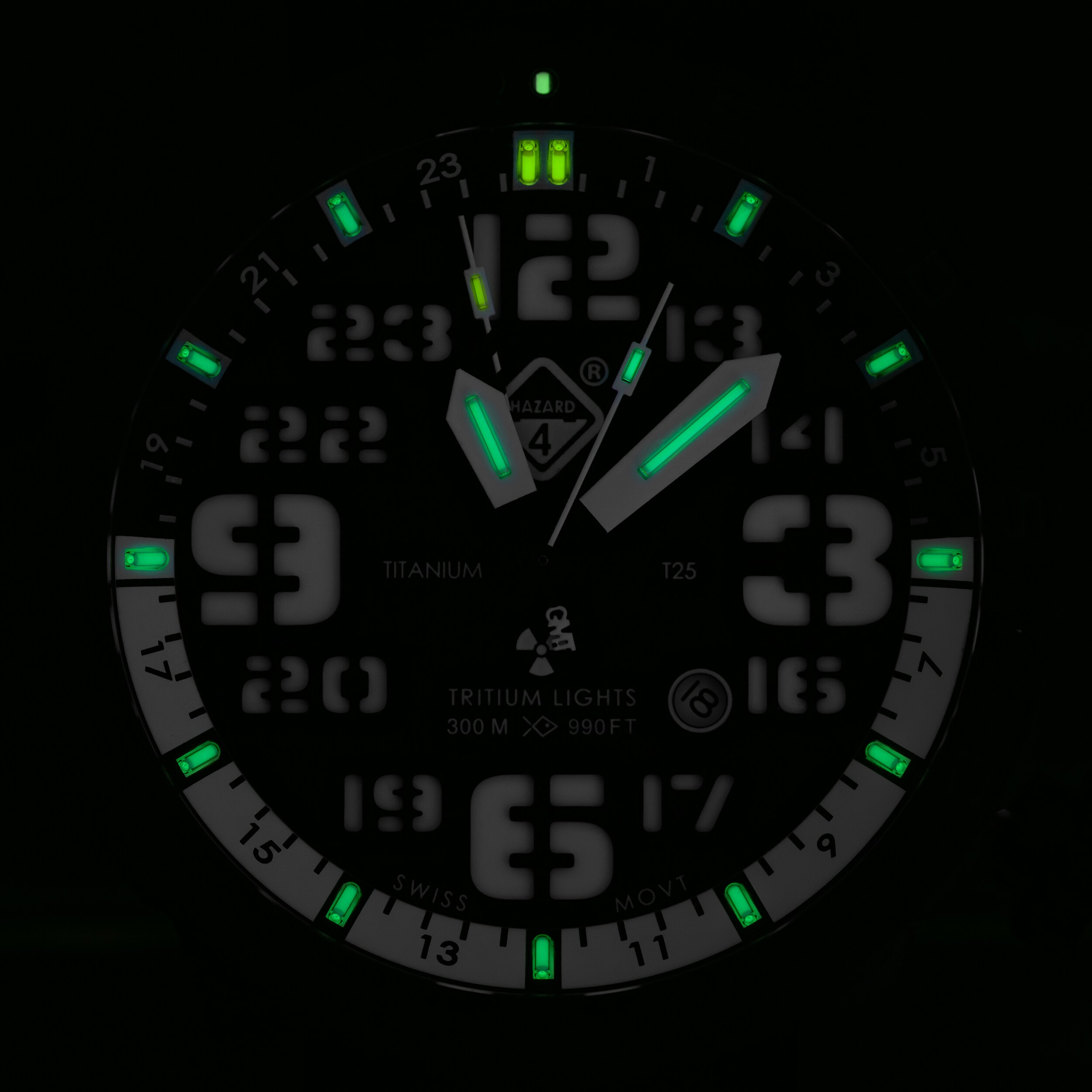 Hazard 4 Heavy Water Diver Nightwatch GMT Watch - Black