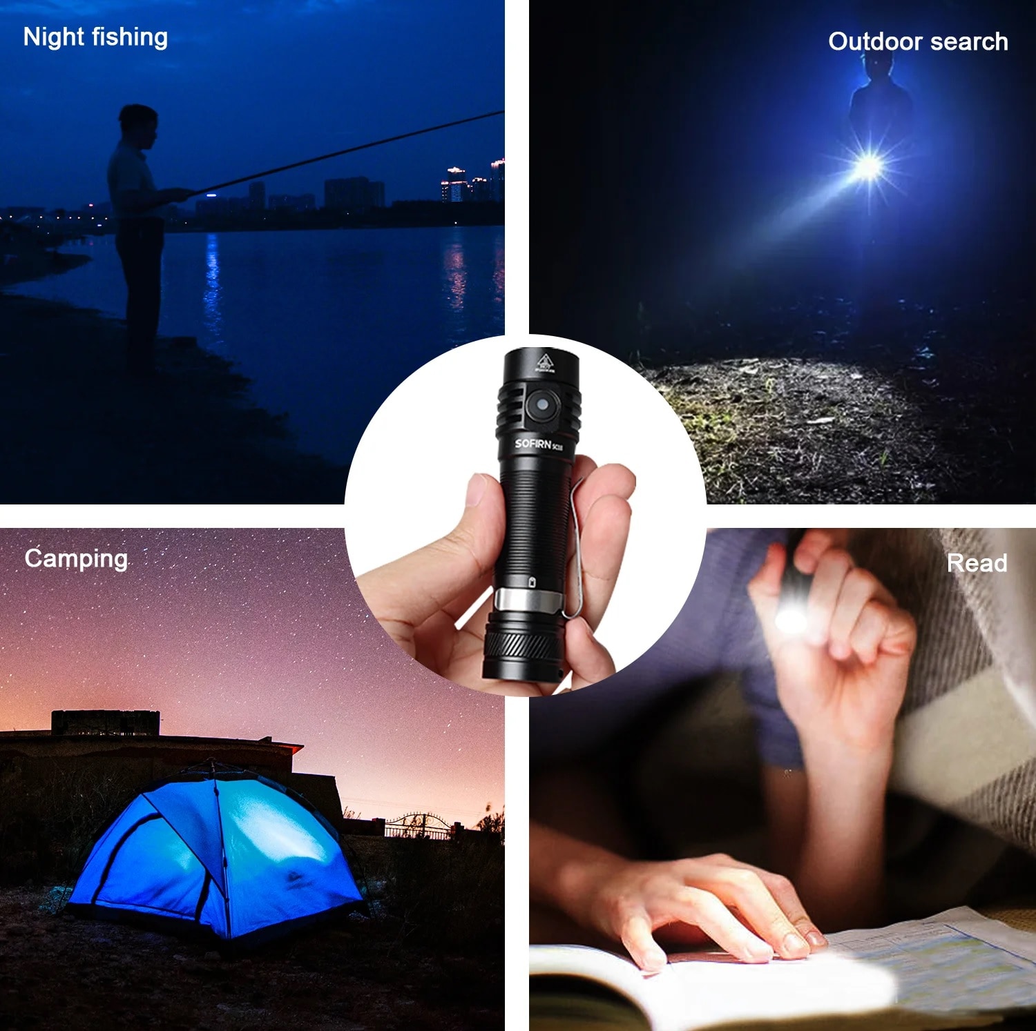 Sofirn SC18 Black Torch with rechargeable battery - 1800 lumens