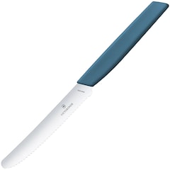 Victorinox Swiss Modern Cornflower Blue Kitchen Knife 11 cm - serrated with rounded tip