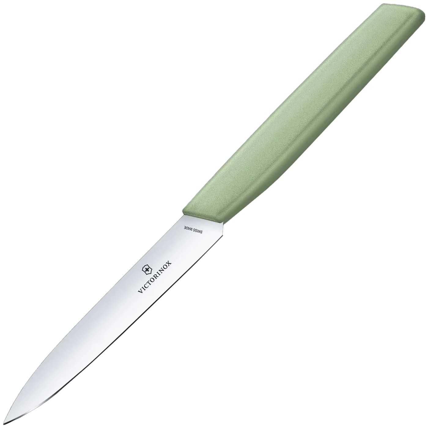 Victorinox Swiss Modern Moss Green Kitchen Knife 10 cm - smooth blade with sharp tip