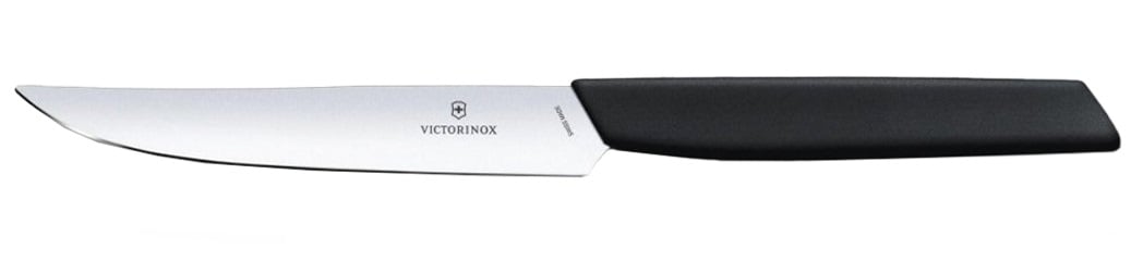 Victorinox Swiss Modern Black Kitchen Knife 12 cm - smooth blade with sharp tip