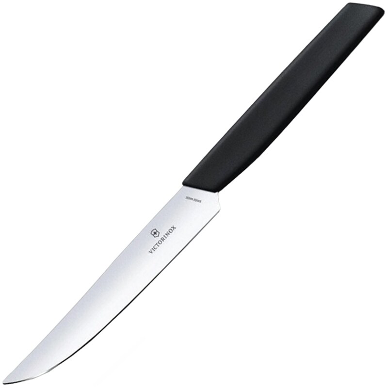 Victorinox Swiss Modern Black Kitchen Knife 12 cm - smooth blade with sharp tip